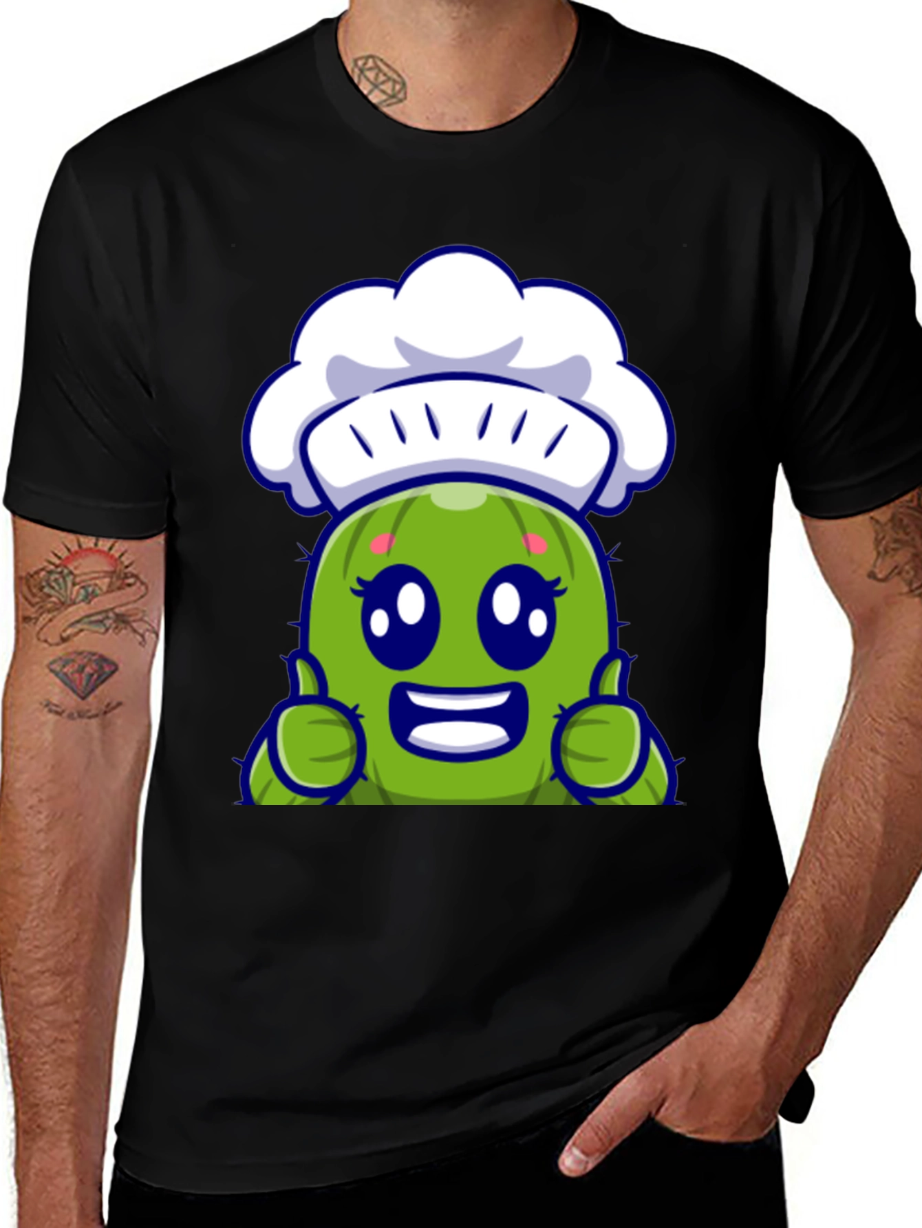 Variant 8 of Cute Chef Cactus Cartoon Graphic Tee
