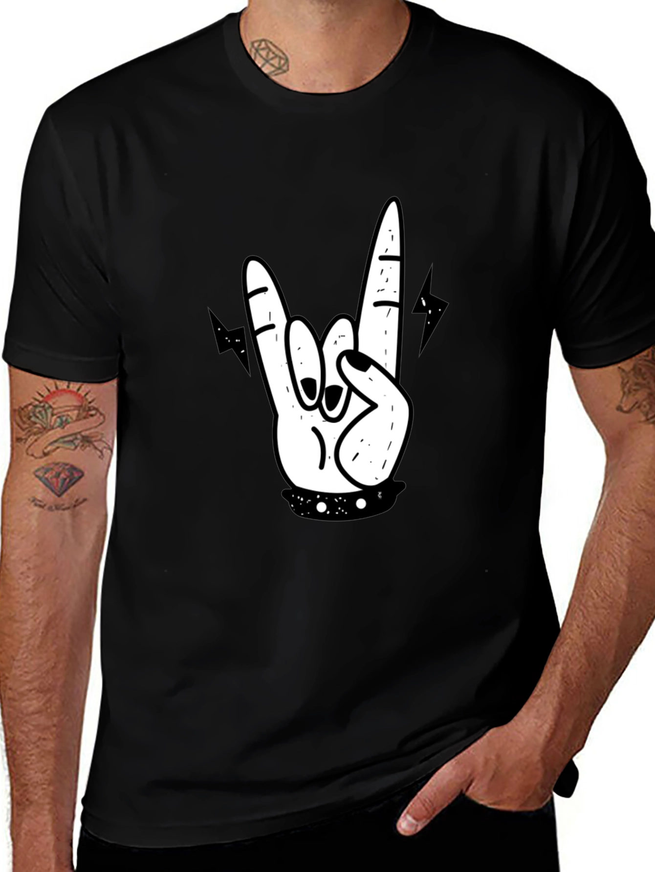 Variant 28 of Rock On! Graphic T-Shirt - Black Cotton Tee