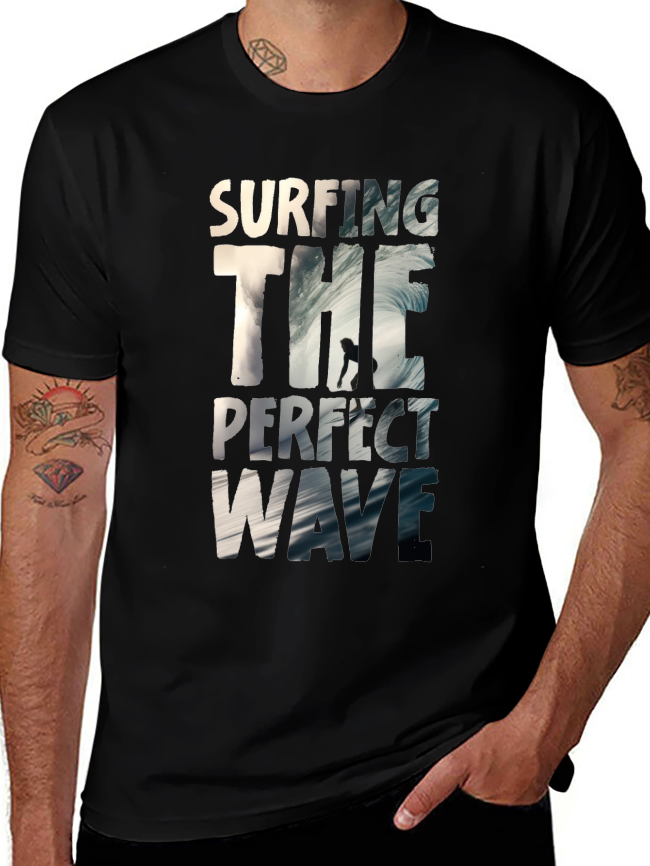 Variant 22 of Surfing the Perfect Wave Black T-Shirt