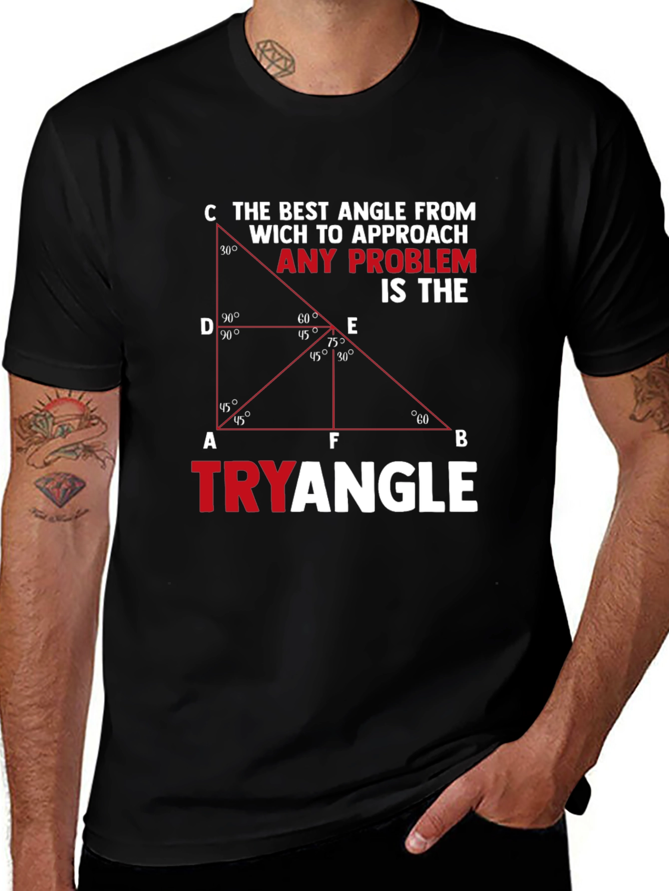 Black Tryangle Math Humor Graphic T-Shirt main image