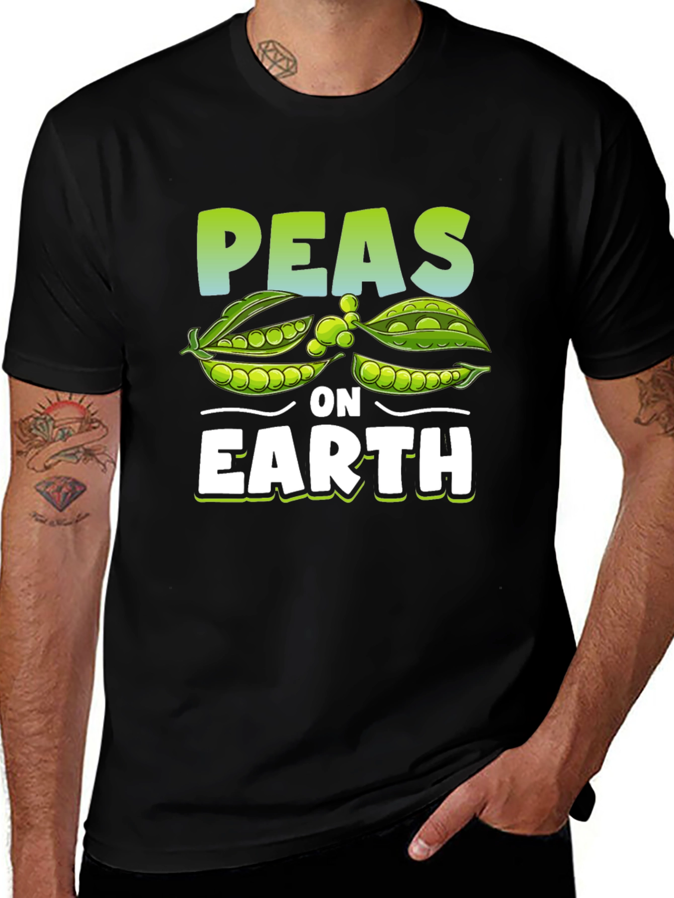 Variant 8 of Peas on Earth Graphic T-Shirt - Vegan Humor Tee