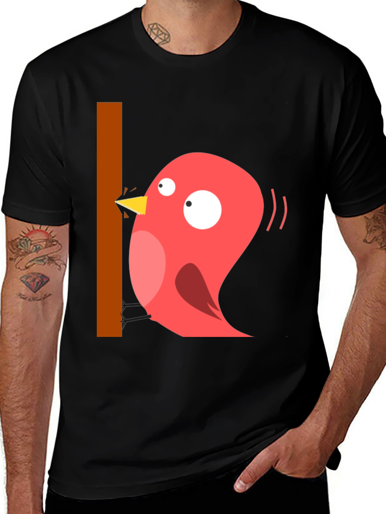 Variant 24 of Funny Bird Graphic T-Shirt - Casual Black Tee