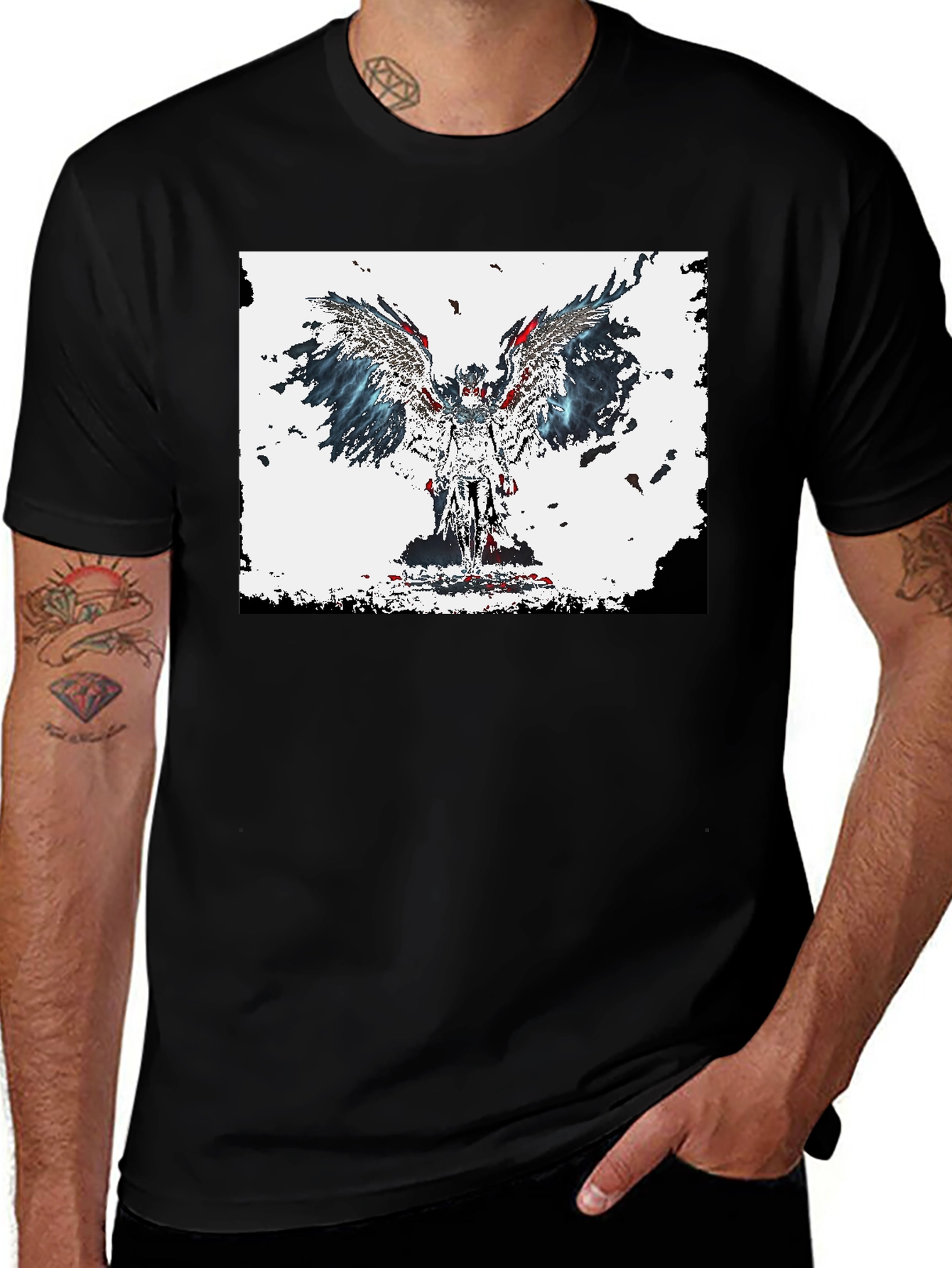 Winged Angel Graphic Tee - Stylish Black T-Shirt
