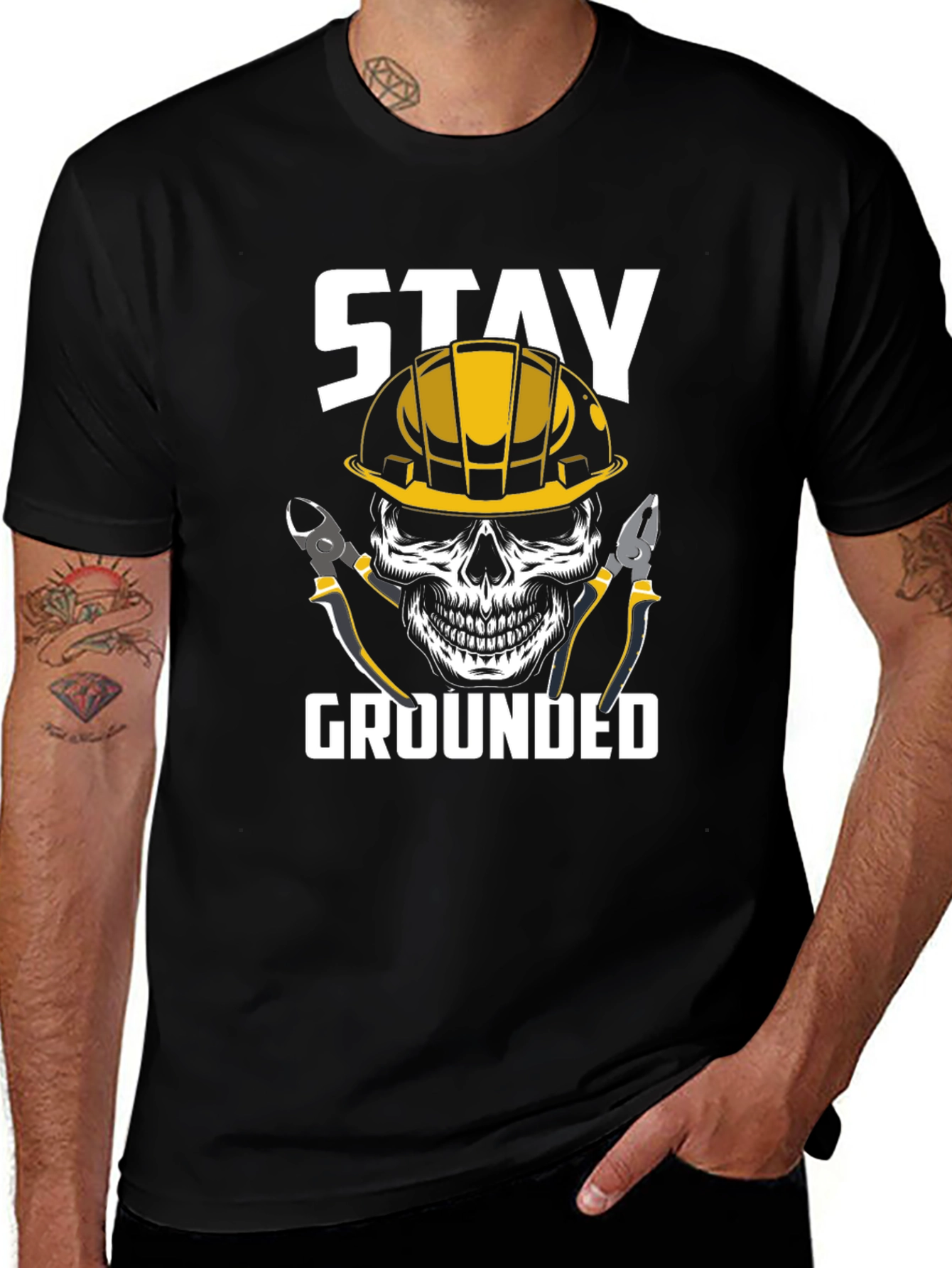 Stay Grounded Electrician Skull Graphic Tee