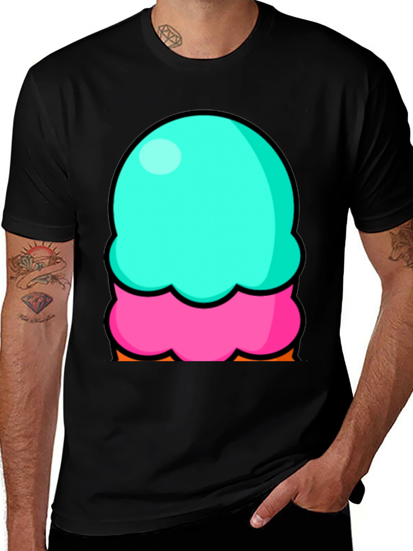 Variant 25 of Fun Ice Cream Graphic Tee - Black Cotton Blend T-Shirt