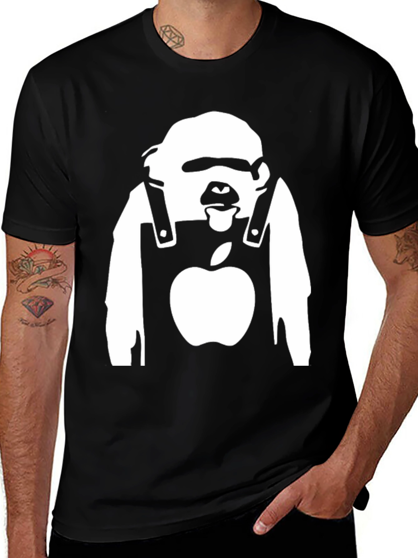 Variant 3 of Banksy Inspired Apple Ape T-Shirt - Black