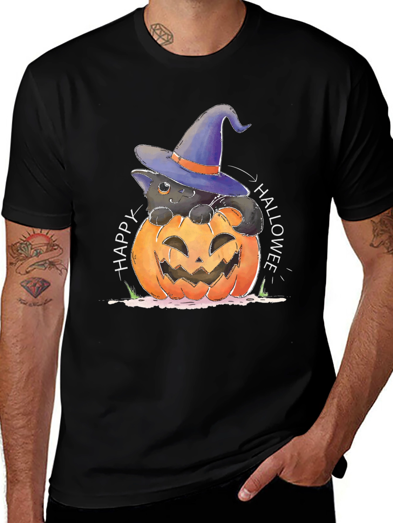Variant 4 of Halloween Cat in Pumpkin T-Shirt