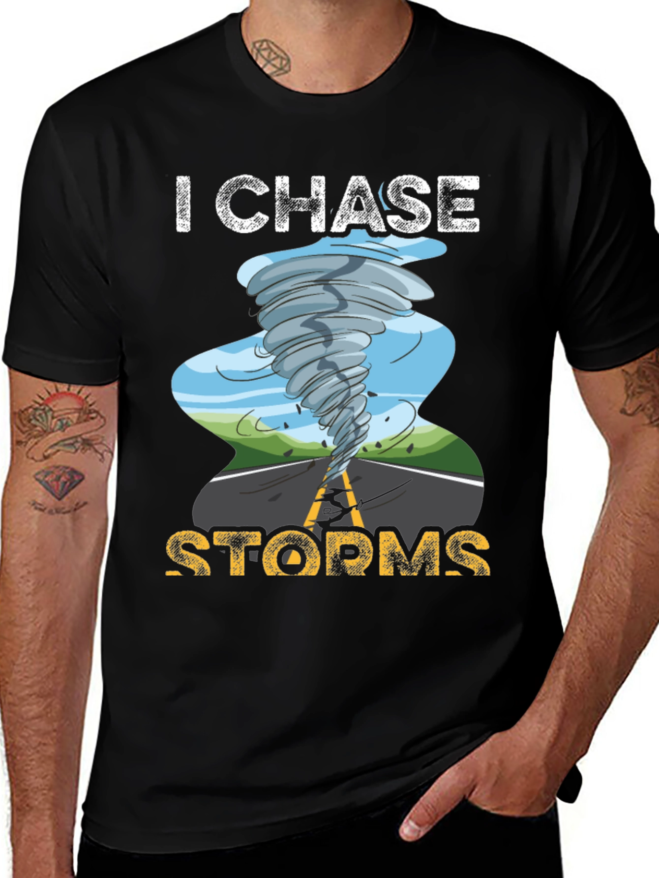 Variant 9 of I Chase Storms T-Shirt Tornado Graphic Tee