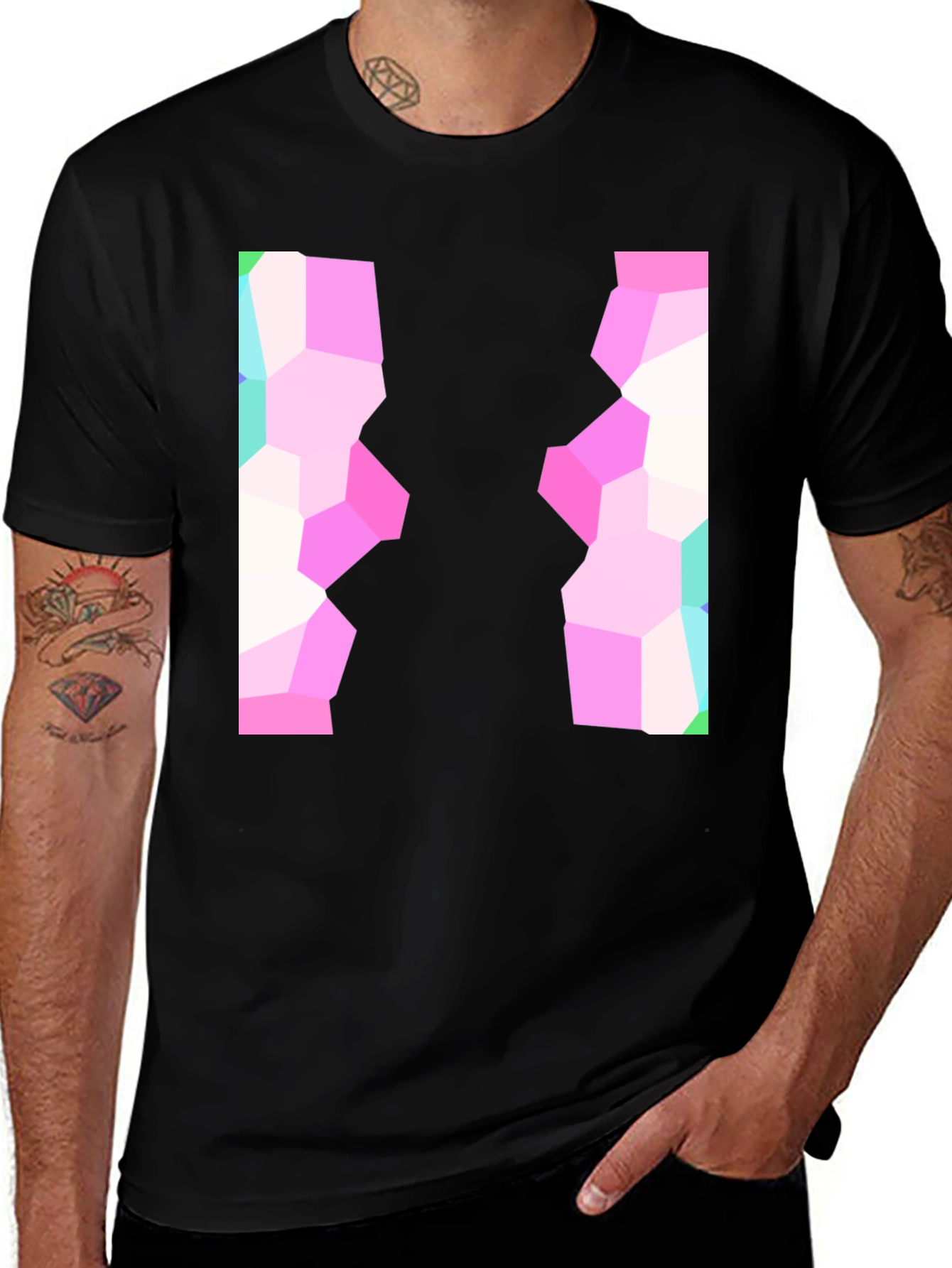 Variant 5 of Abstract Mosaic Graphic Black T-Shirt