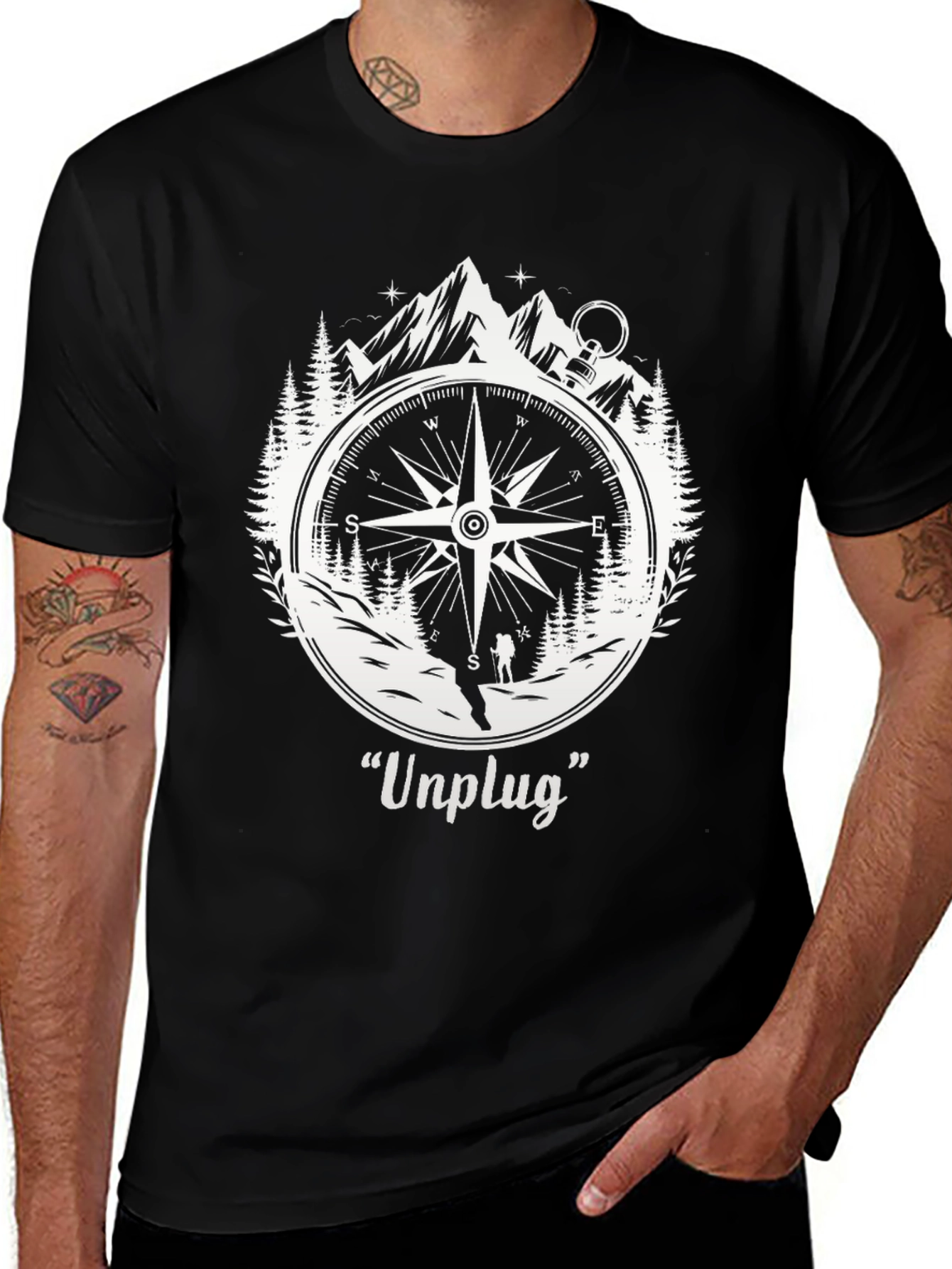 Variant 18 of Unplug Compass Graphic Tee - Adventure Awaits