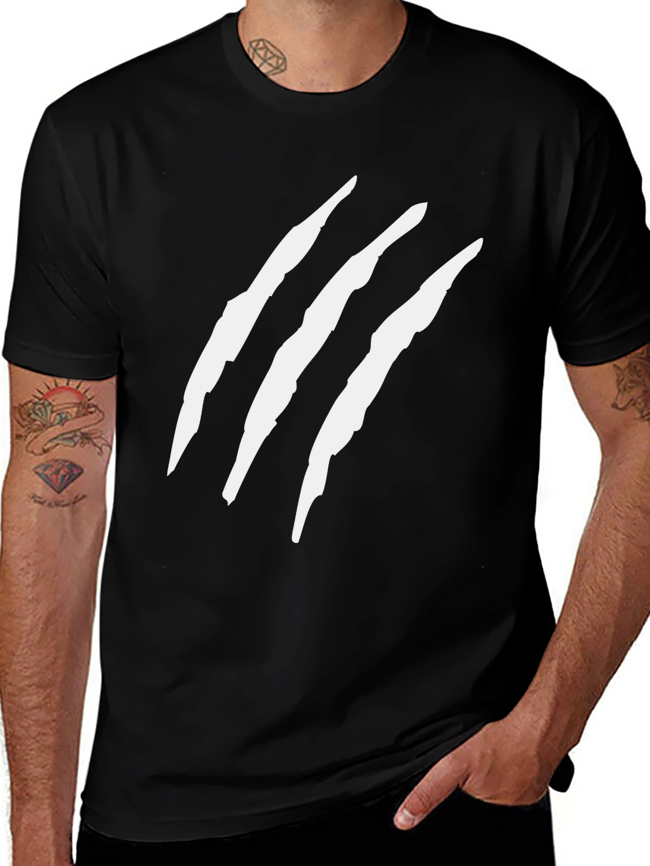 Variant 4 of Claw Mark Graphic Tee - Edgy Black T-Shirt