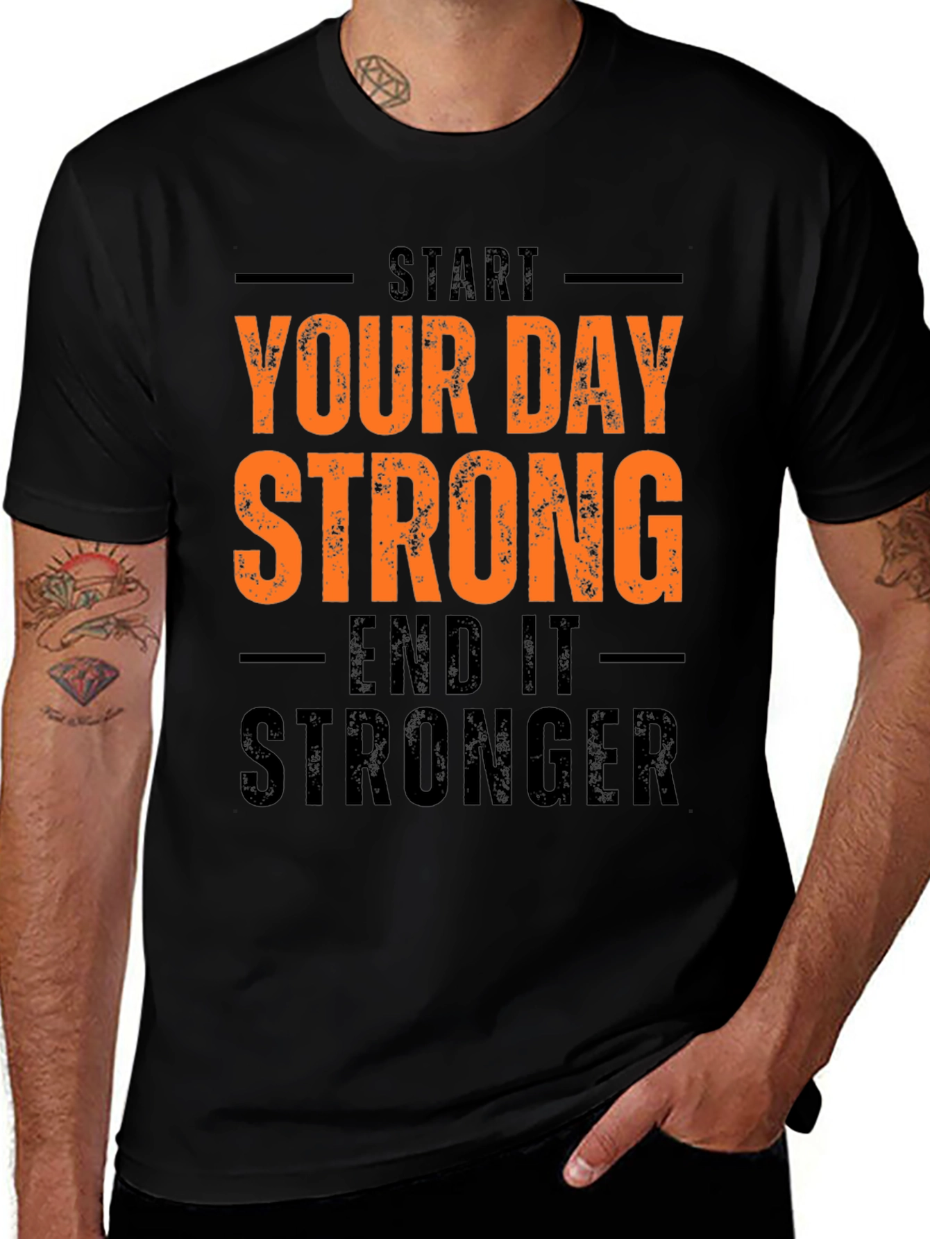 Variant 3 of Start Strong Graphic T-Shirt - Motivational Fitness Tee