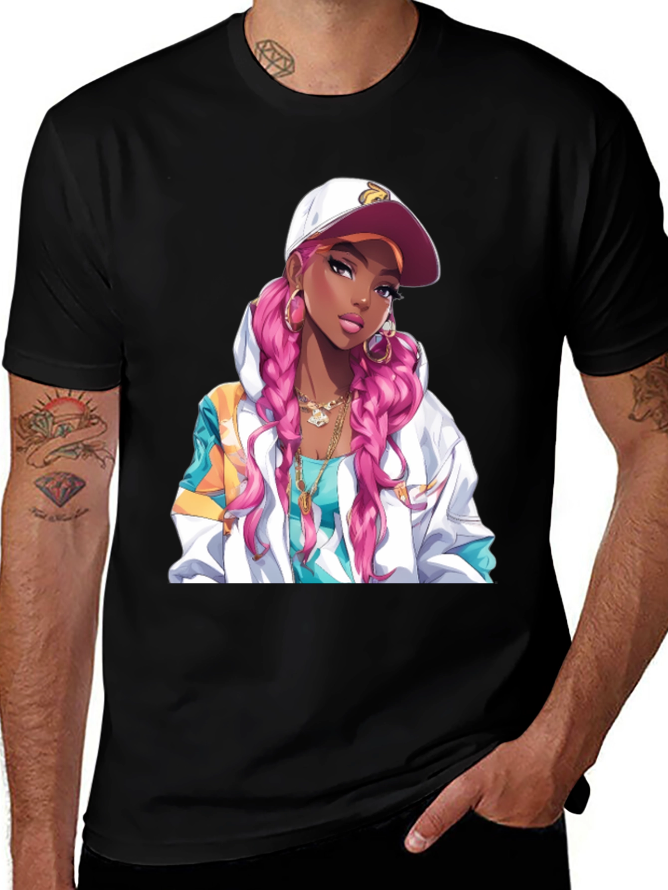 Variant 30 of Anime Girl Graphic Tee - Black T-Shirt