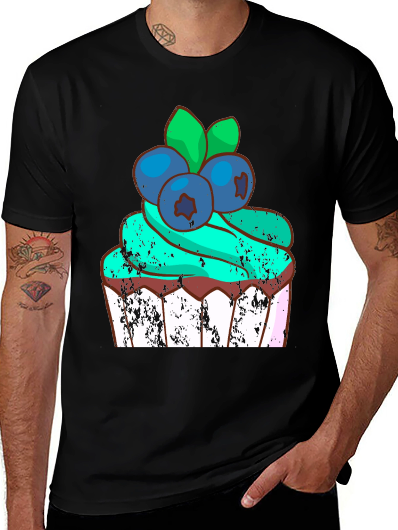 Variant 14 of Blueberry Cupcake Graphic Tee - Black T-Shirt