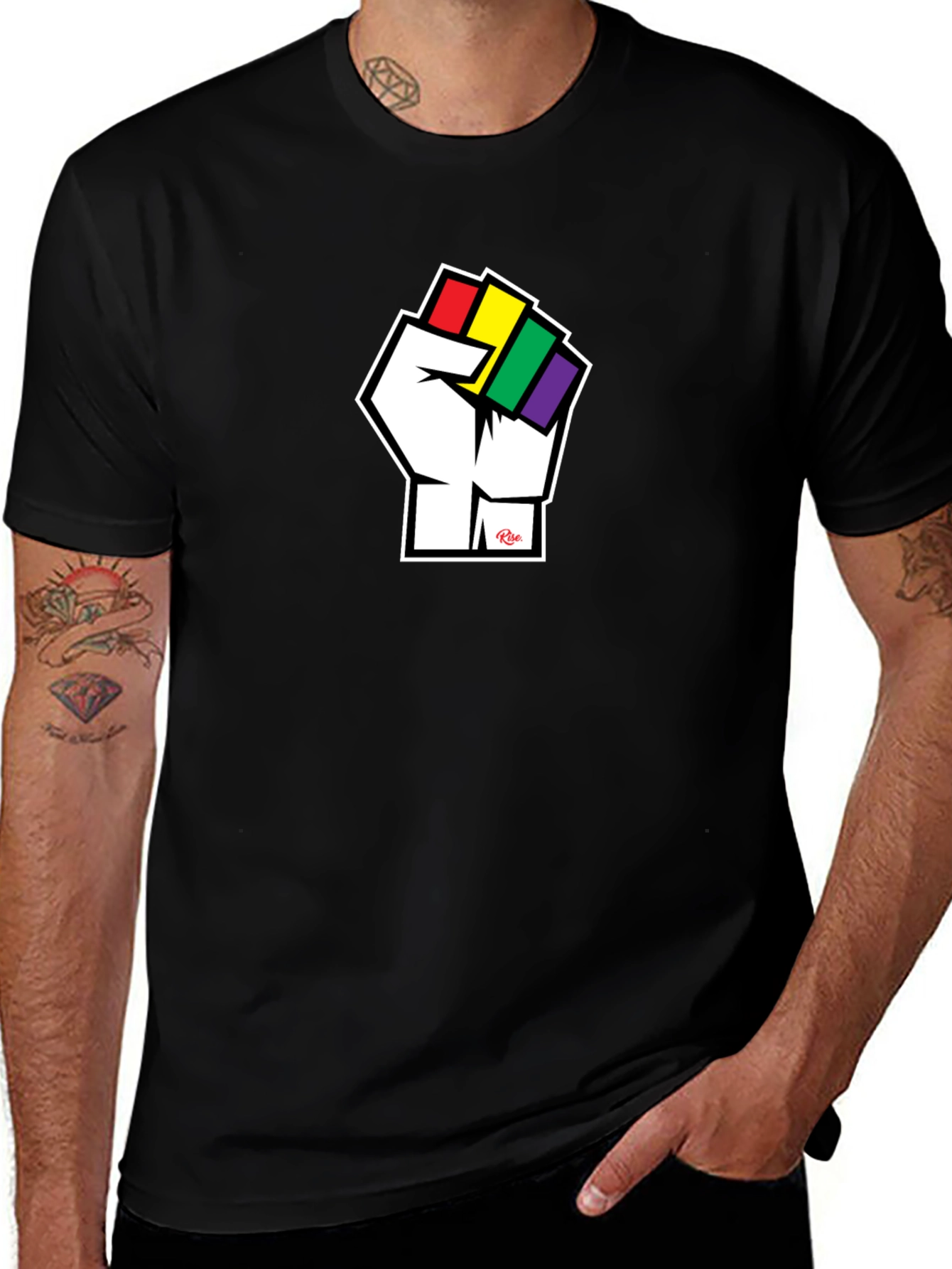 Variant 8 of Pride Fist T-Shirt - Black Cotton Tee