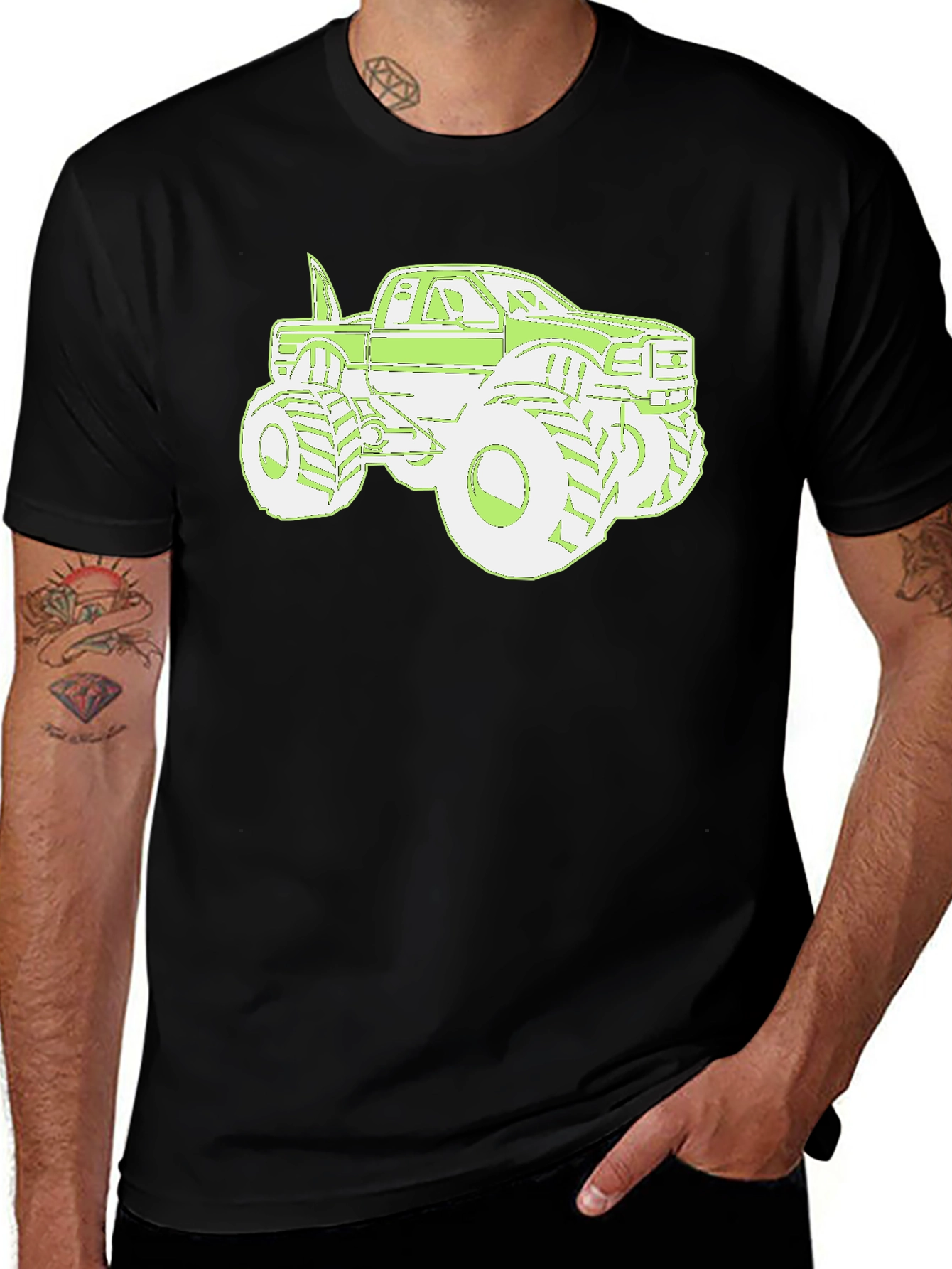 Variant 28 of Monster Truck Graphic Tee - Cool Men's Black T-Shirt