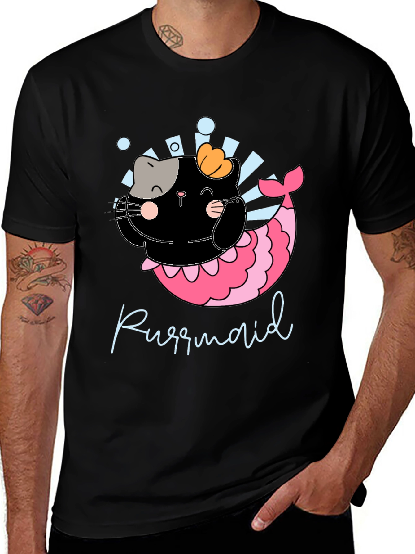Variant 20 of Purrmaid Black Graphic T-Shirt