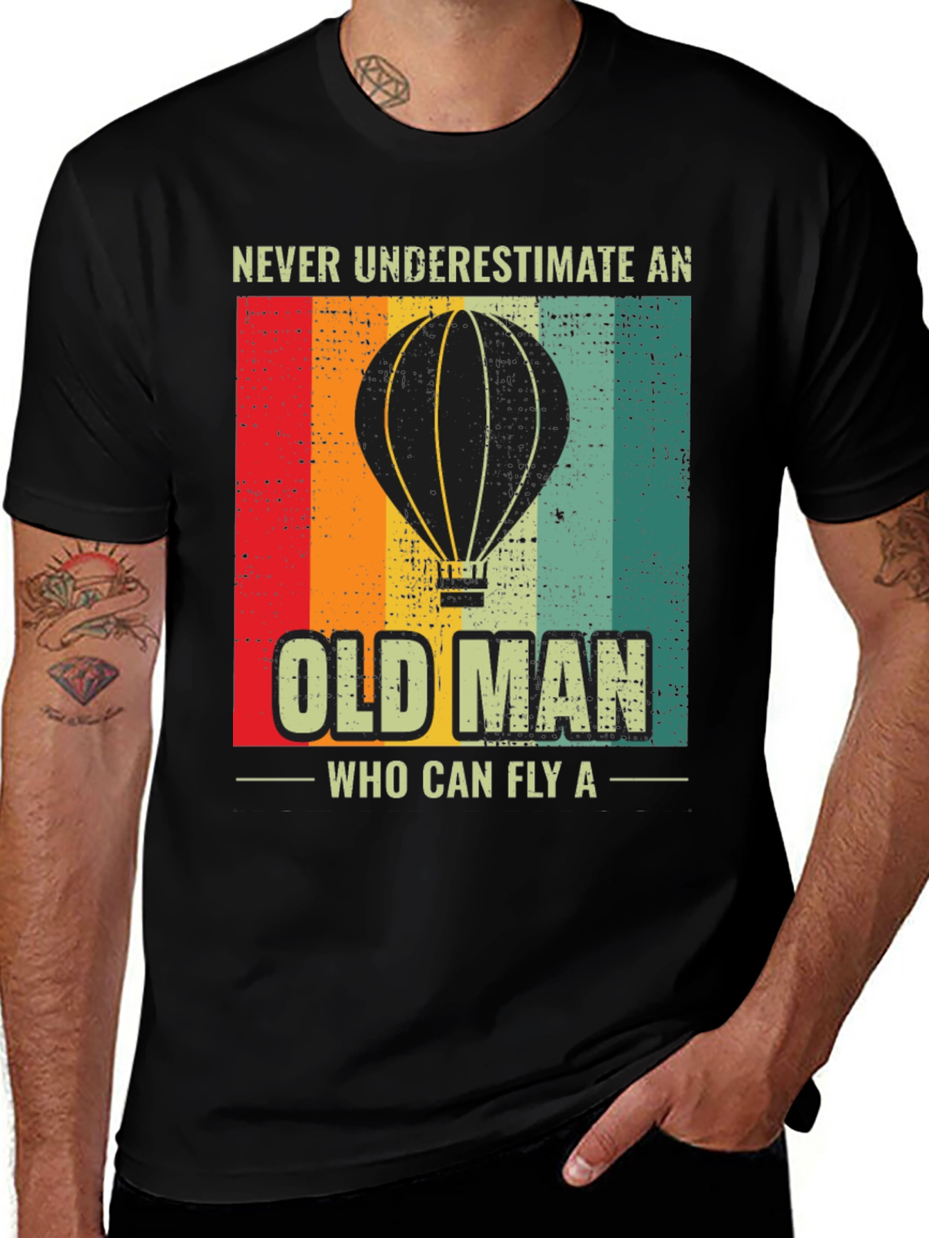 Variant 28 of Funny Hot Air Balloon Old Man T-Shirt