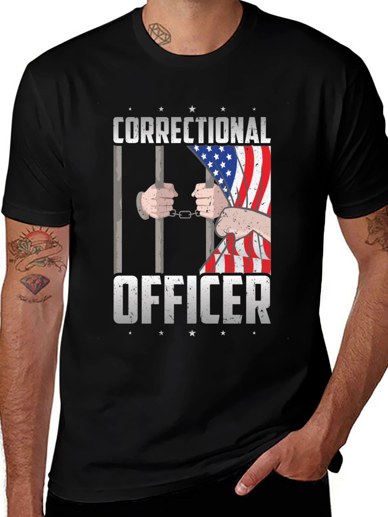 Correctional Officer American Flag Graphic T-Shirt