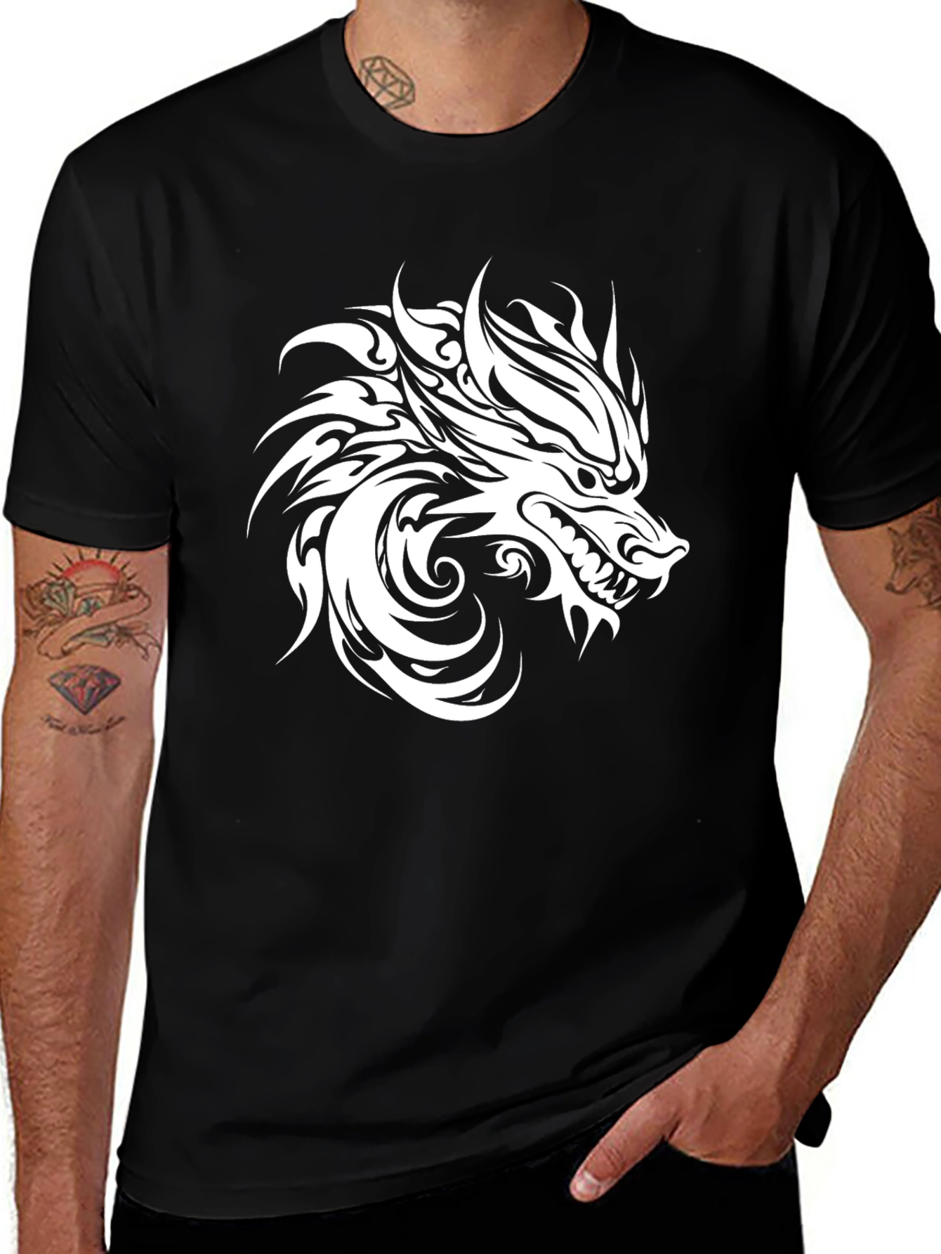 Variant 18 of Dragon Graphic Black T-Shirt - Fierce Style