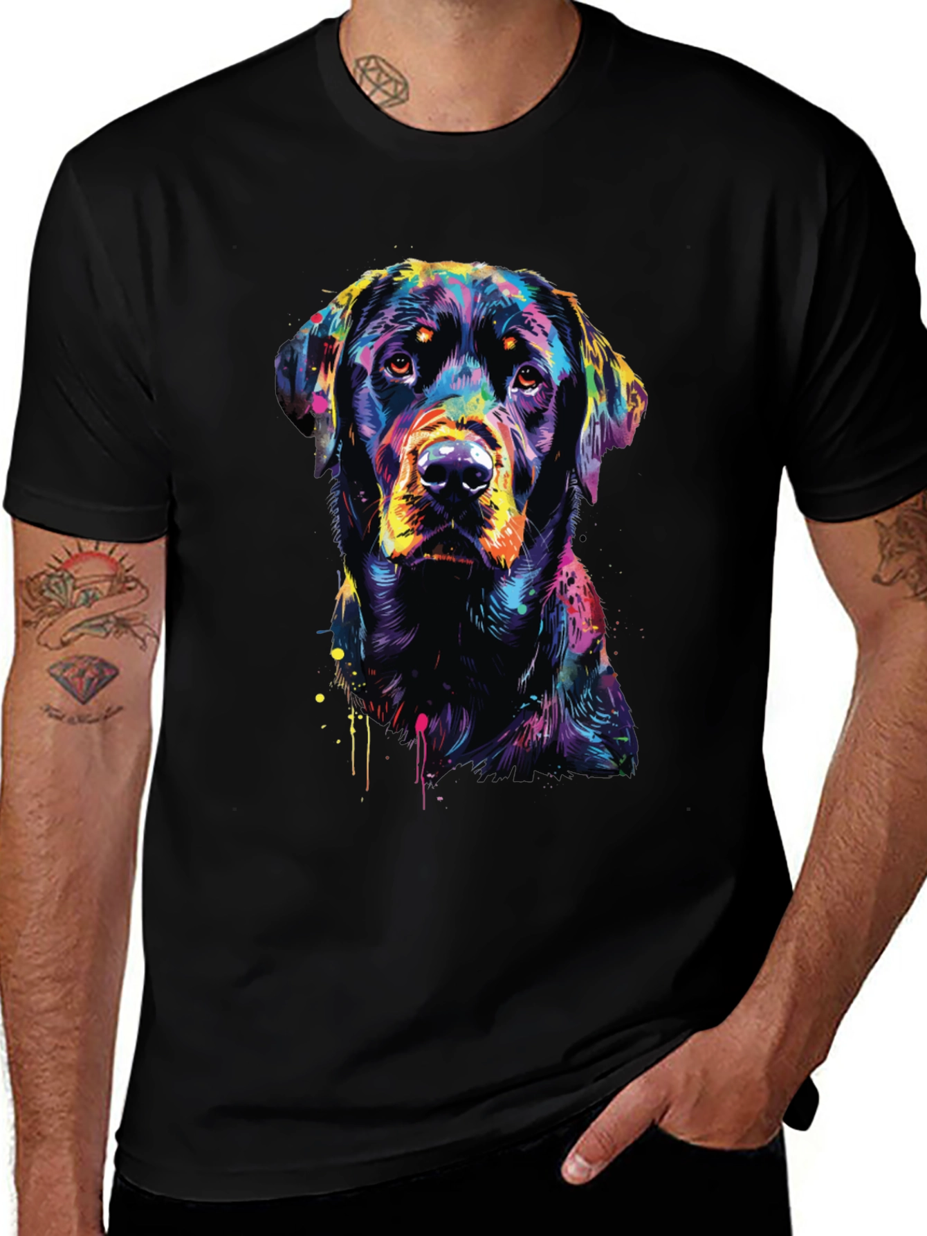 Variant 23 of Colorful Rottweiler Dog Graphic Print T-Shirt