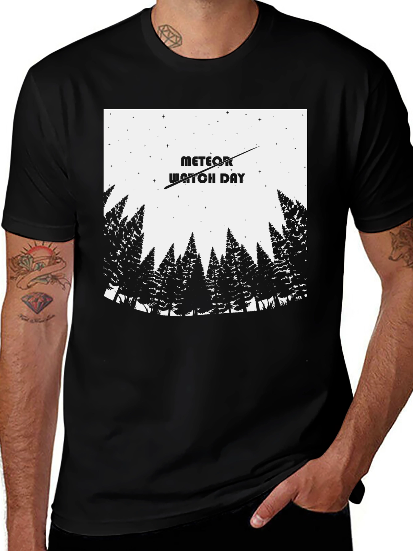 Meteor Watch Day Black T-Shirt - Nature Tee