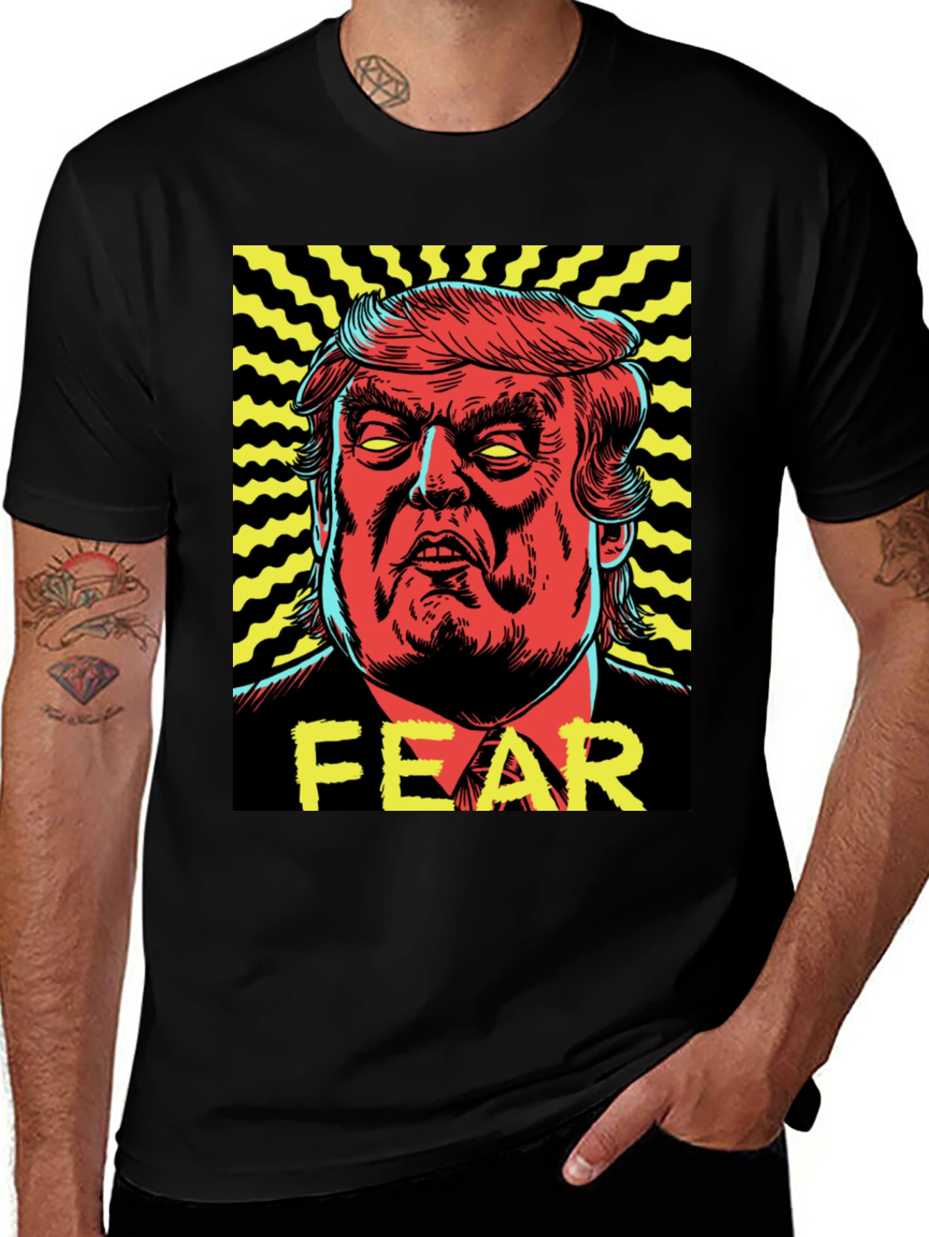 Black Fear Trump Graphic Print Tee - Men's Black T-Shirt main image