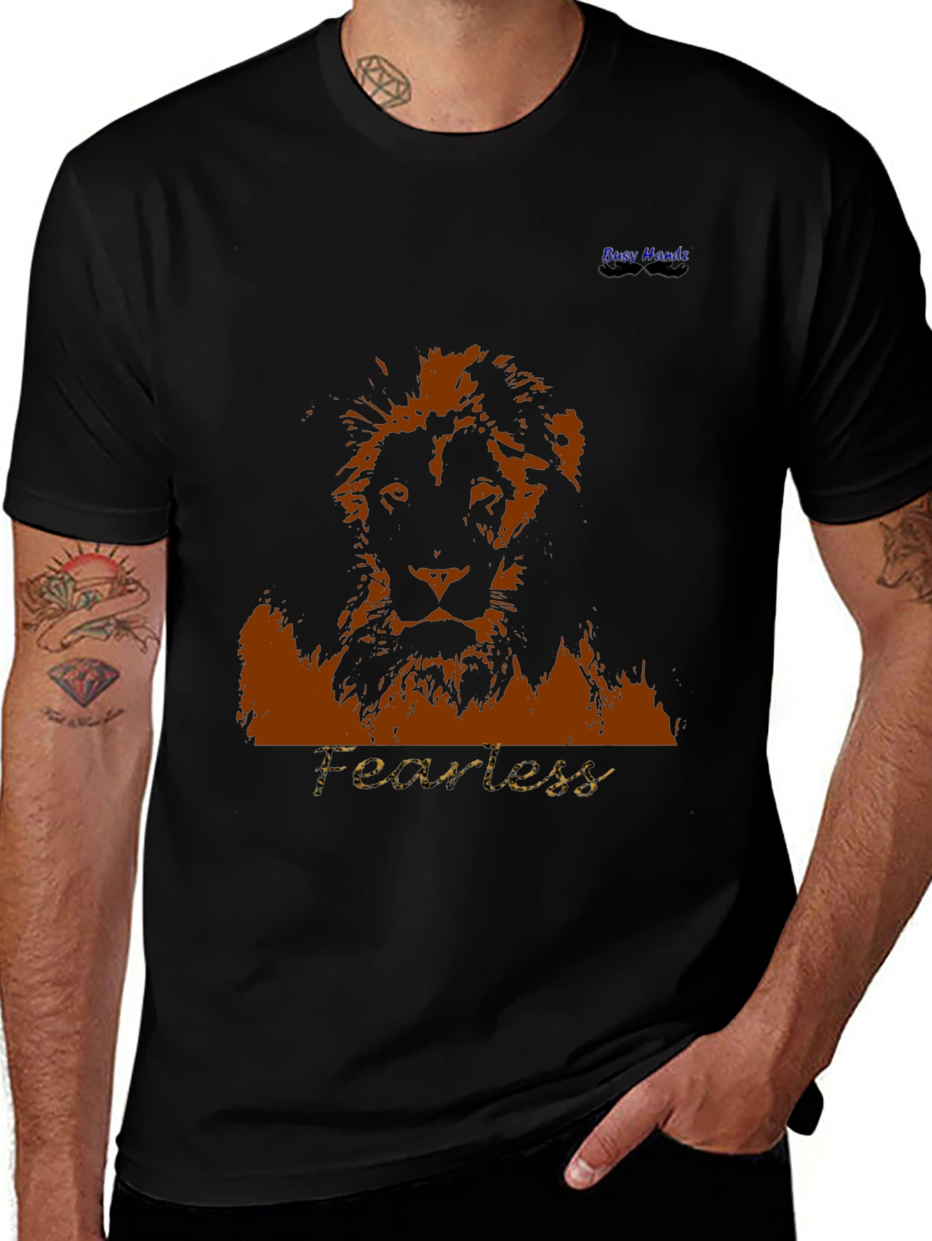 Variant 25 of Fearless Lion Graphic T-Shirt - Bold Black Tee