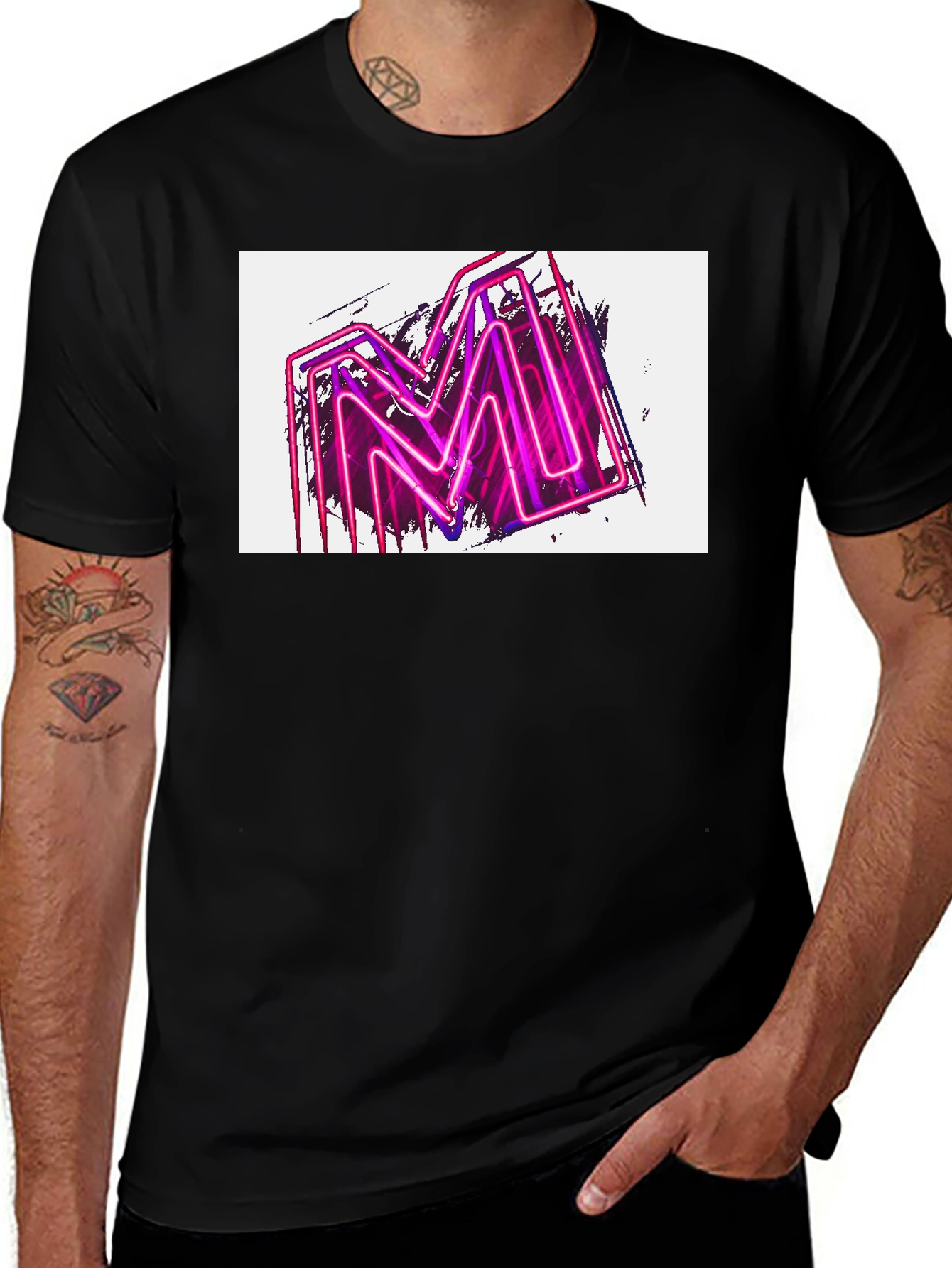 Black Neon M Graphic Black T-Shirt main image