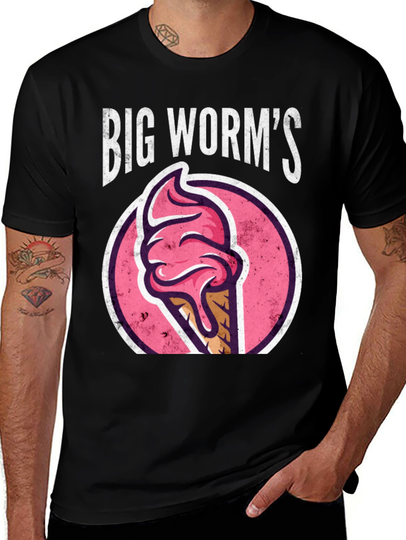 Variant 10 of Big Worm's Ice Cream T-Shirt - Novelty Foodie Tee