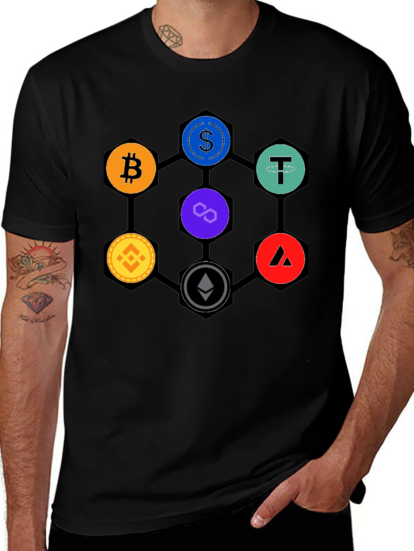 Variant 14 of Crypto Coins Black T-Shirt
