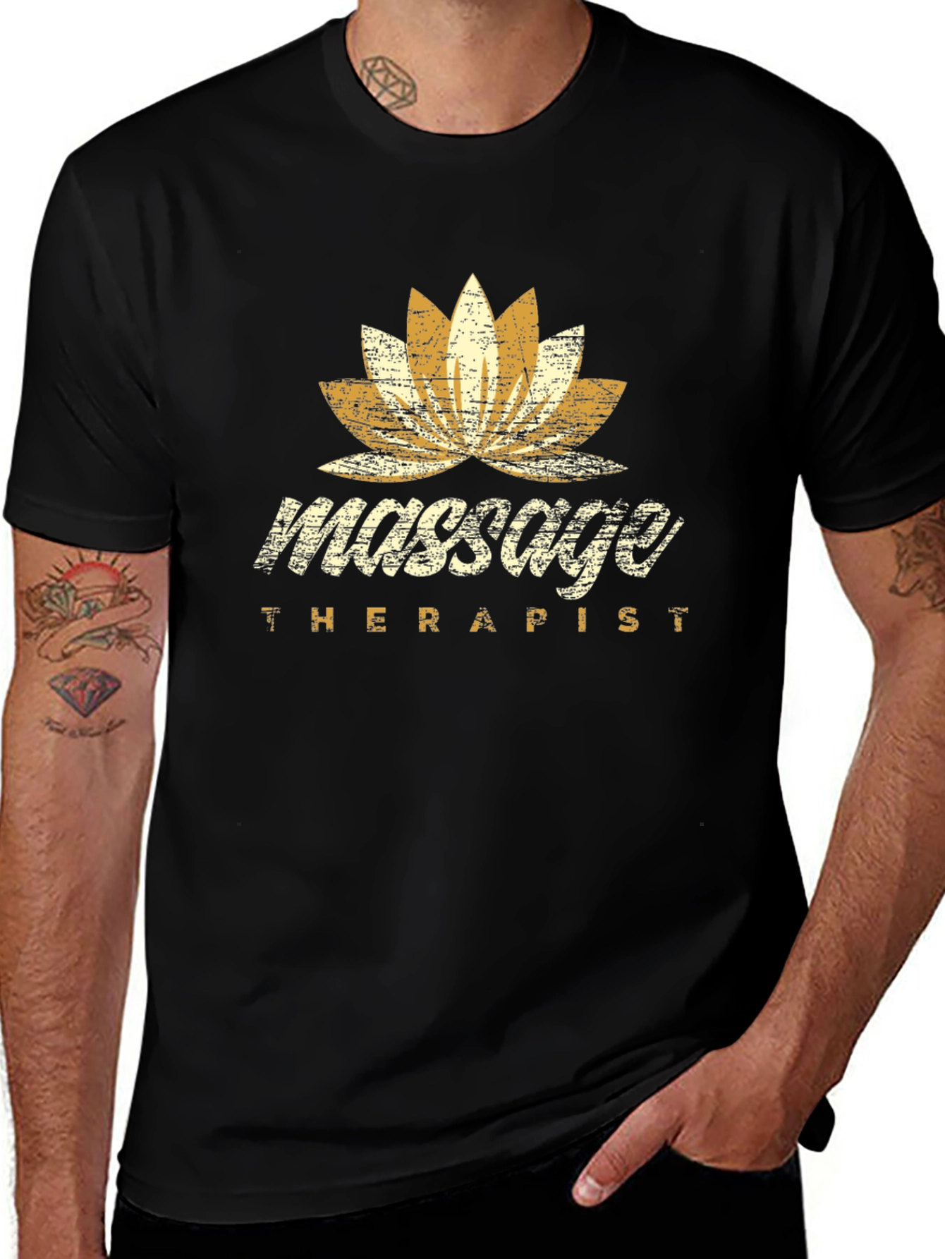 Variant 26 of Massage Therapist Lotus Flower Graphic T-Shirt