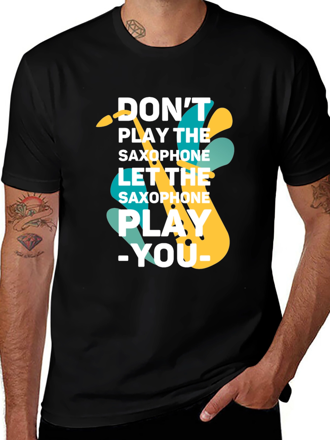 Variant 8 of Saxophone Player Black Graphic Tee