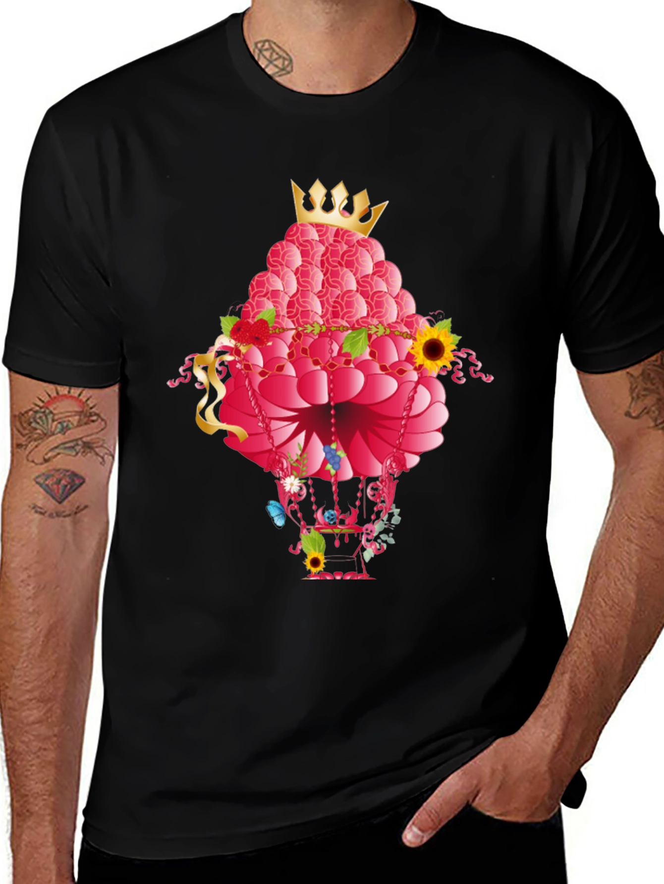 Variant 25 of Raspberry Hot Air Balloon Graphic Tee