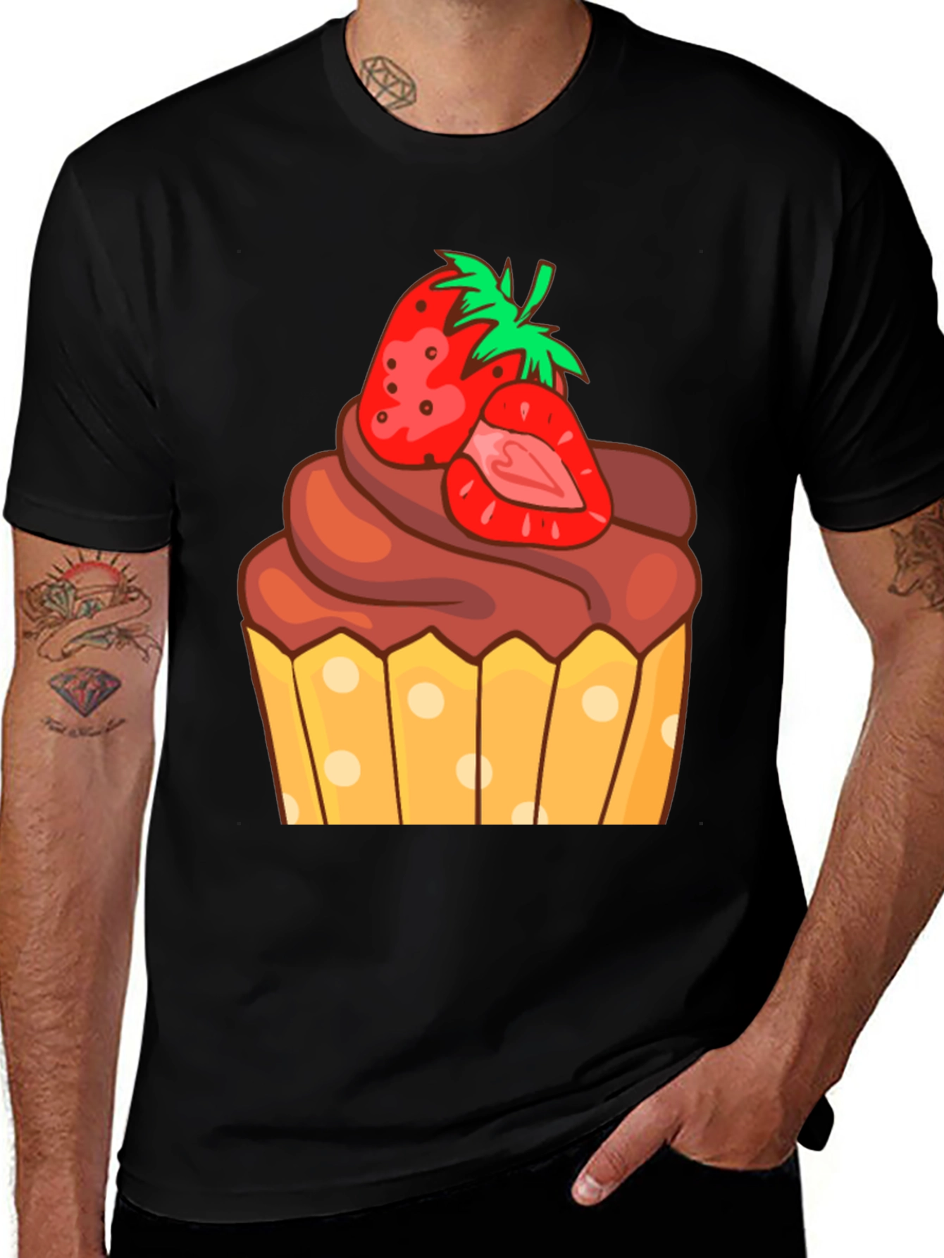 Variant 5 of Strawberry Cupcake Graphic Tee - Sweet Treat Shirt