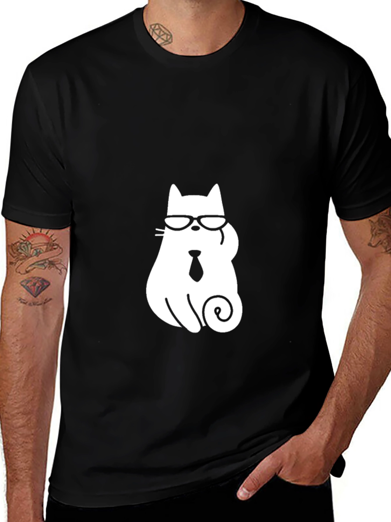 Variant 28 of Cat with Glasses T-Shirt - Cool Graphic Tee