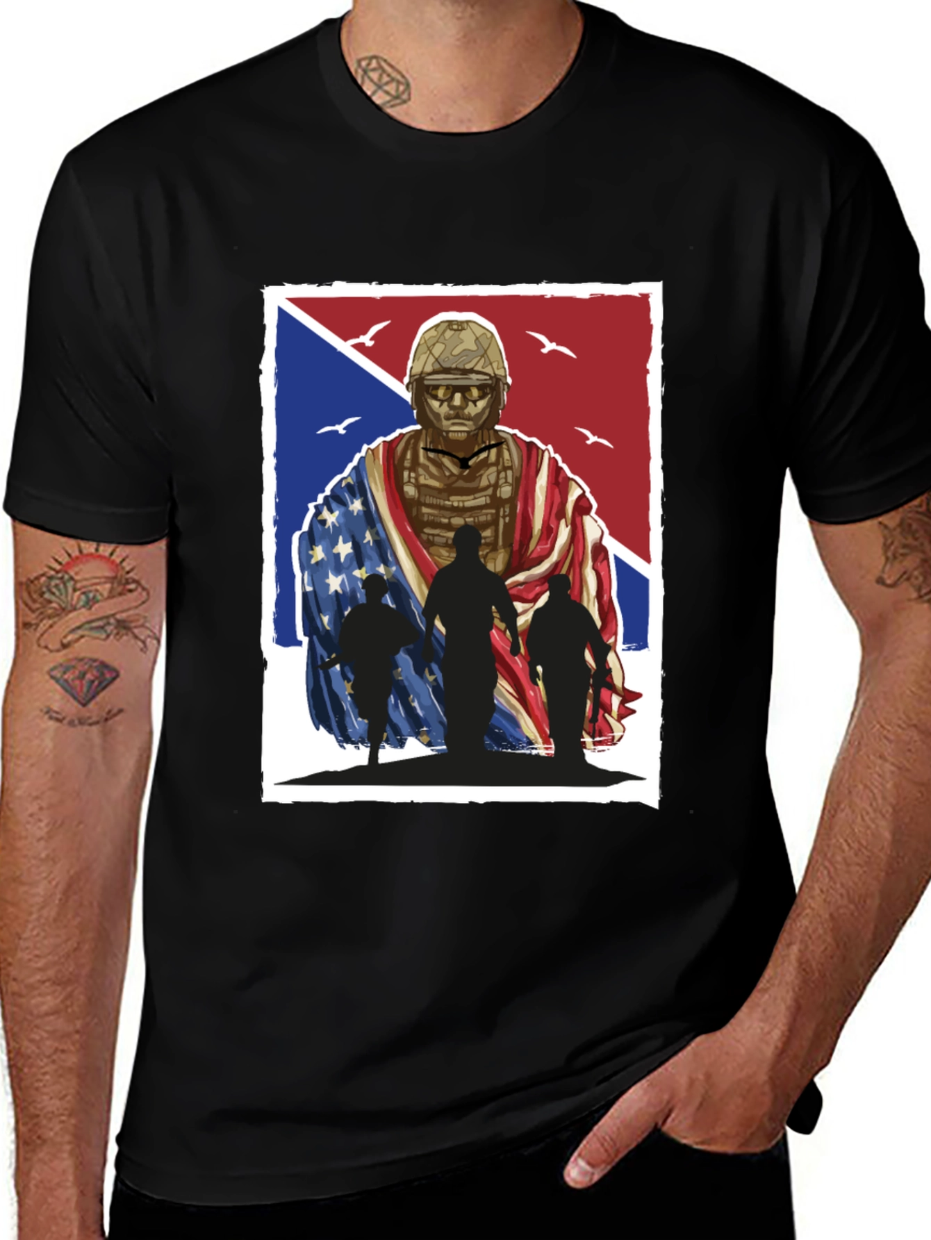 Variant 3 of Patriotic Soldier Graphic T-Shirt - Memorial Day Apparel