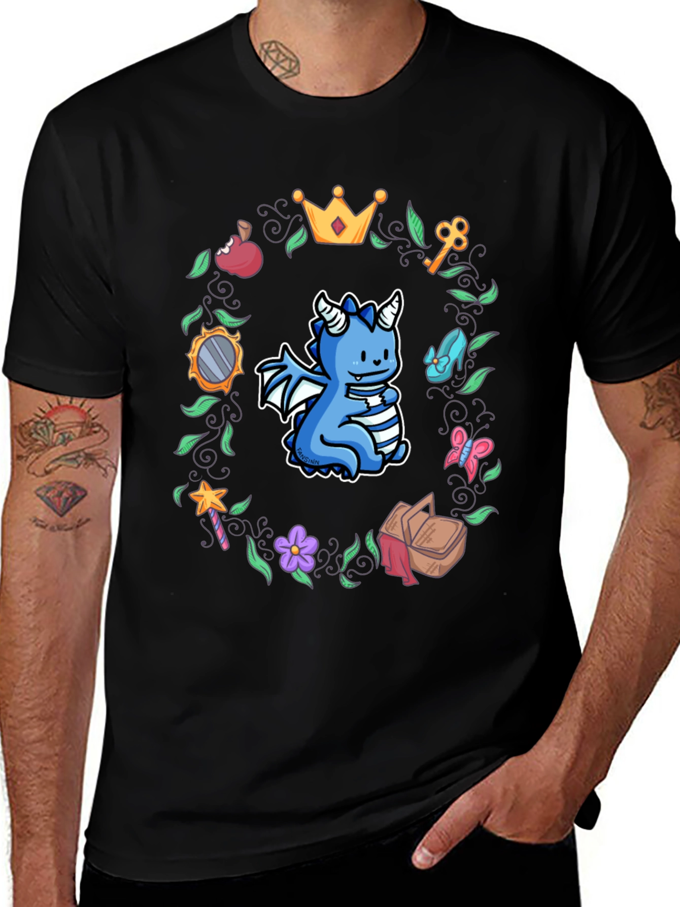 Dragon in Fairy Tale Wreath Tee