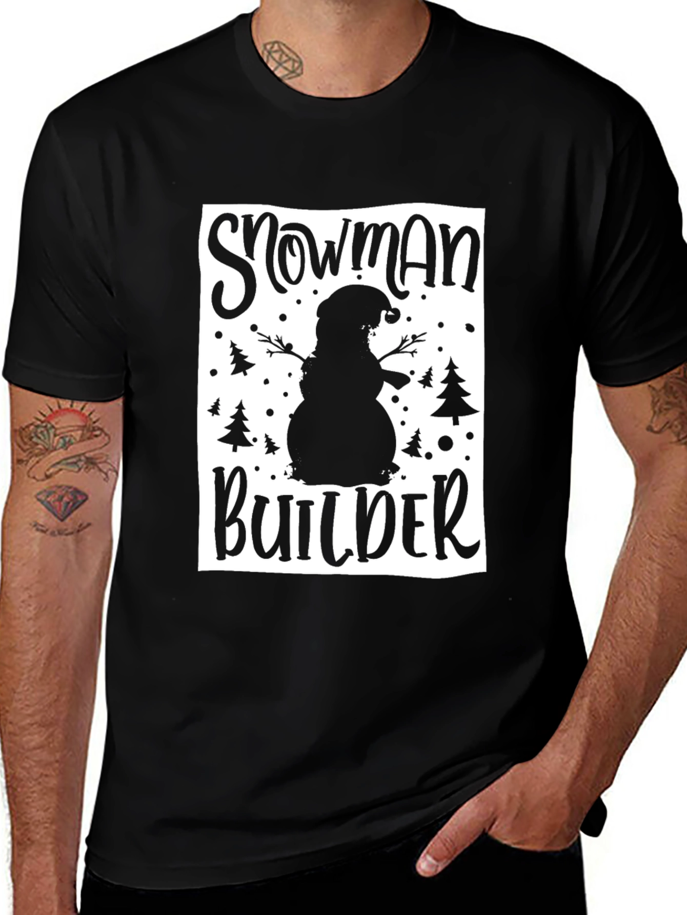Variant 17 of Snowman Builder Graphic Tee - Black