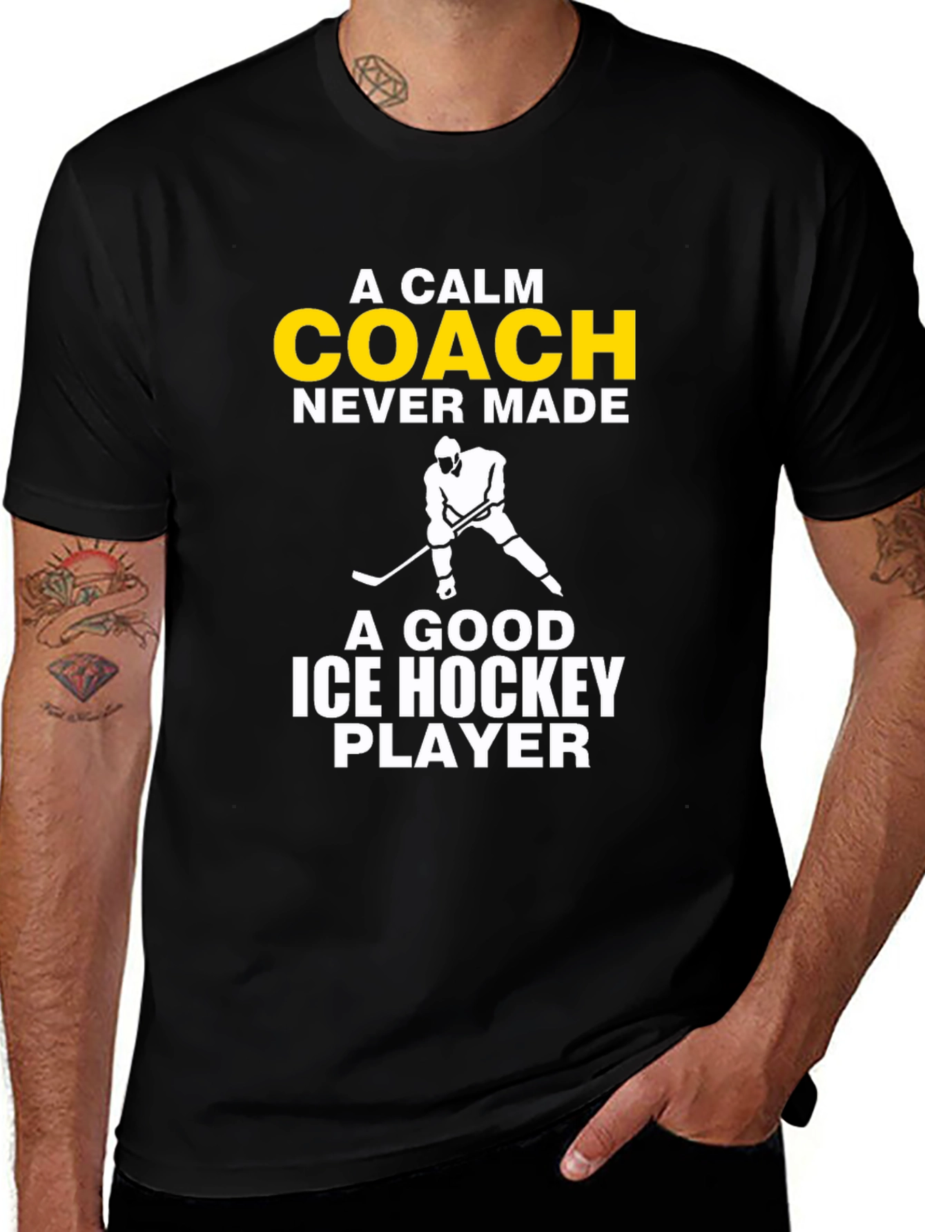 Variant 20 of Calm Coach Ice Hockey Player Graphic Tee