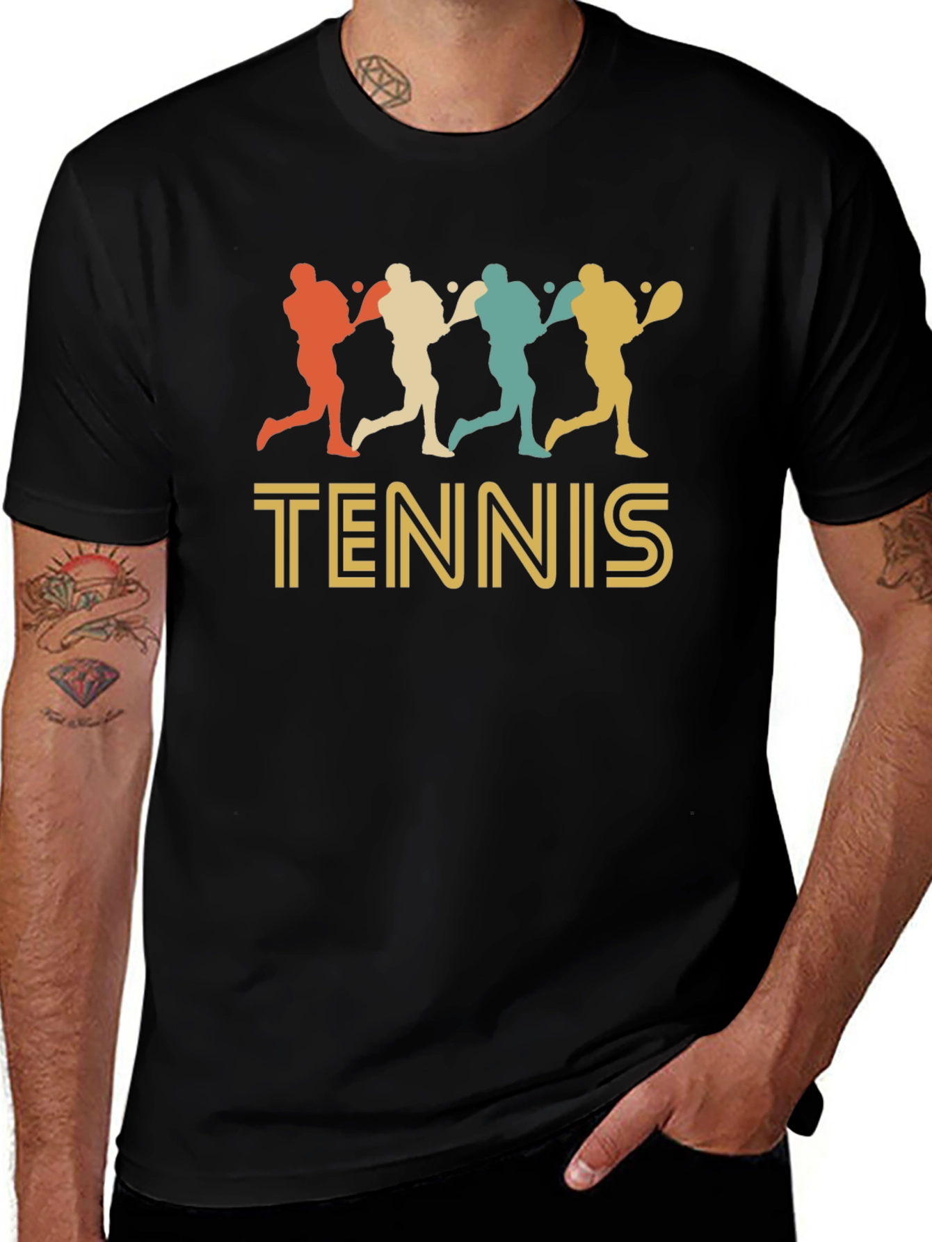Variant 23 of Retro Tennis Player Graphic T-Shirt
