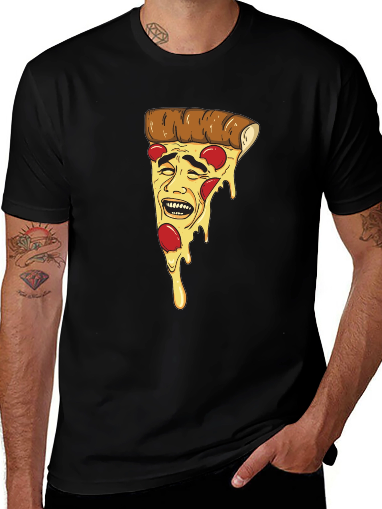 Variant 5 of Pizza Face Graphic T-Shirt - Funny Food Tee