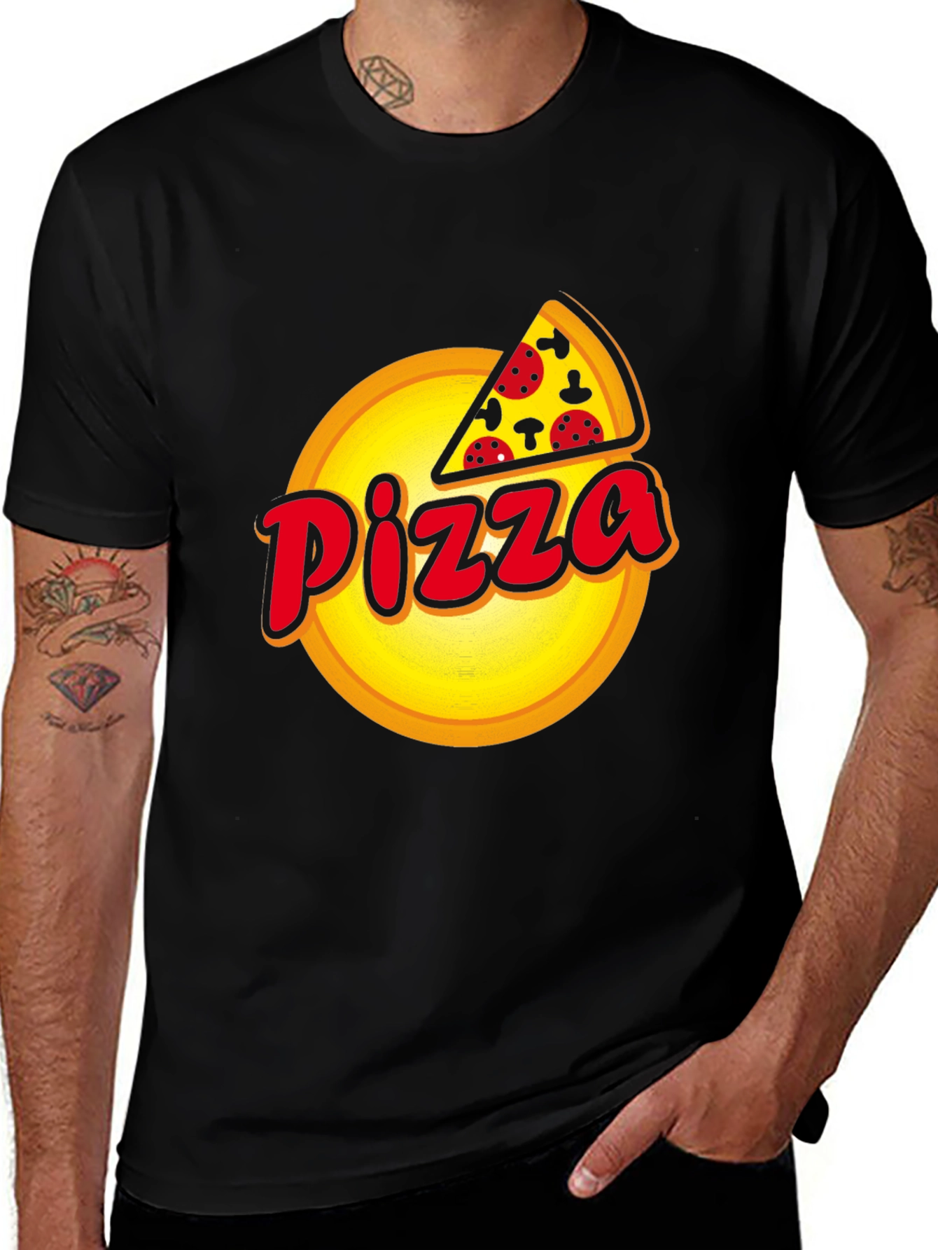 Pizza Graphic Black T-Shirt - Foodie Fashion
