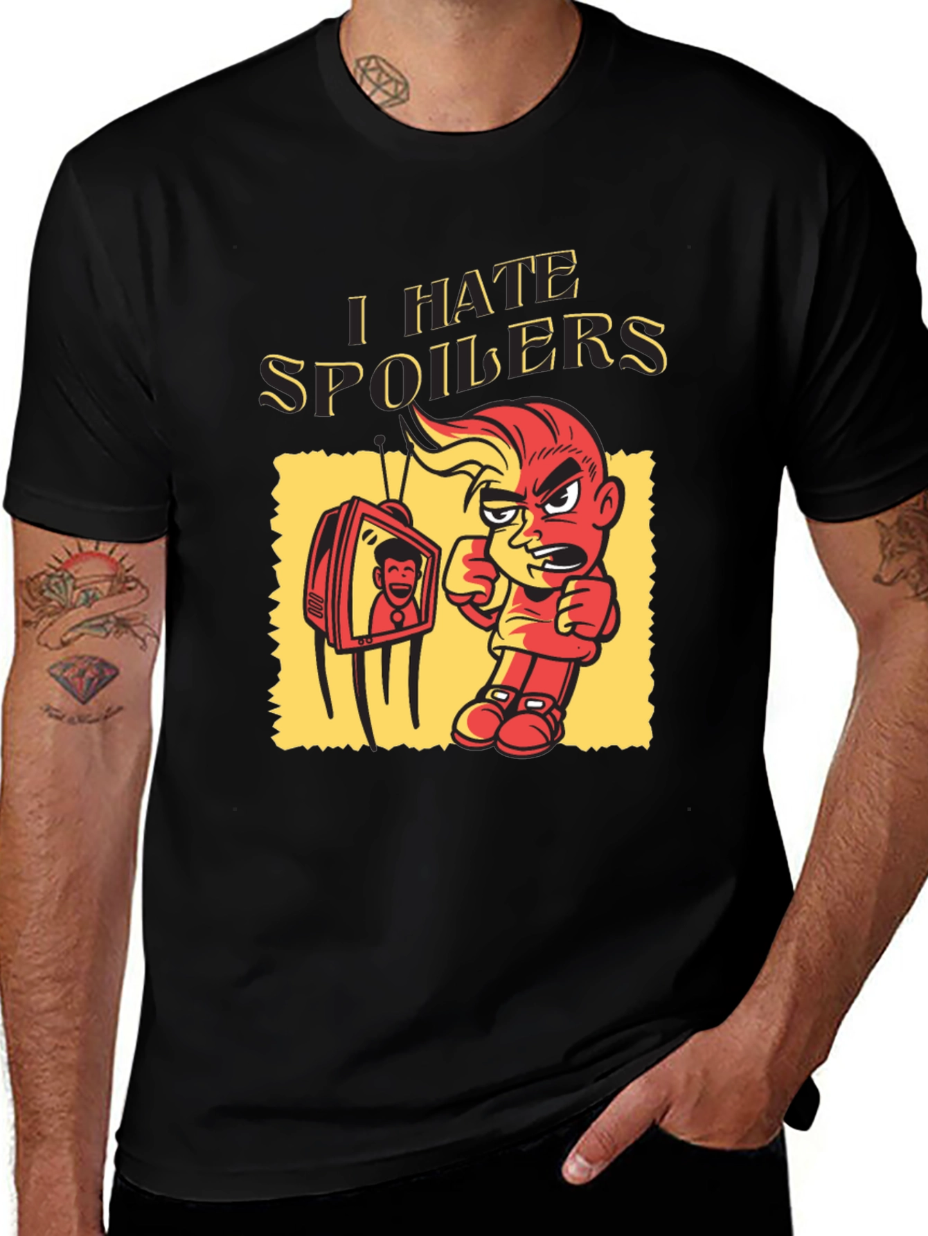 Variant 7 of I Hate Spoilers Graphic T-Shirt - Black