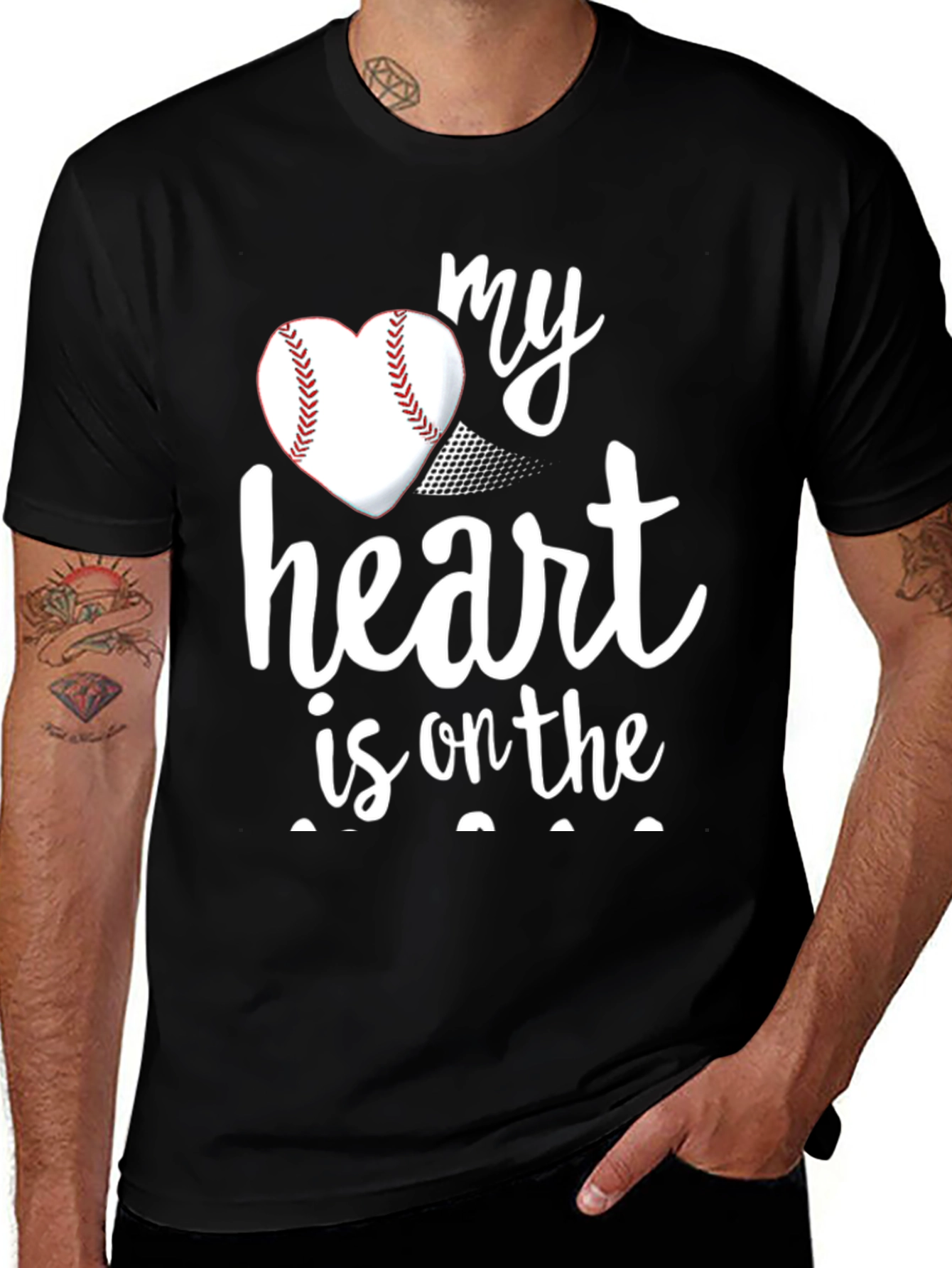 Variant 11 of Baseball Heart T-Shirt - My Heart is on the Line Tee