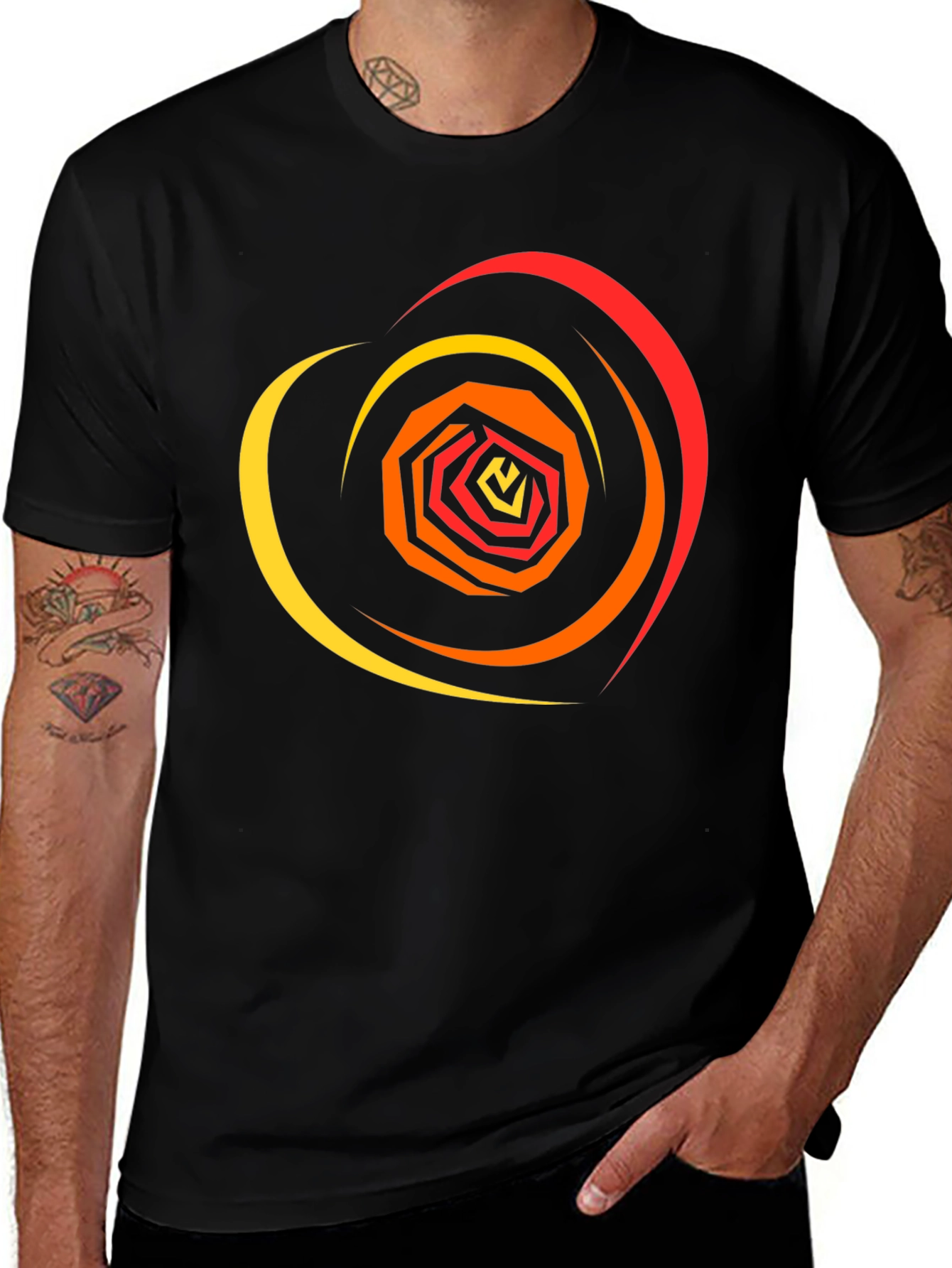 Variant 30 of Abstract Swirl Graphic Tee - Black