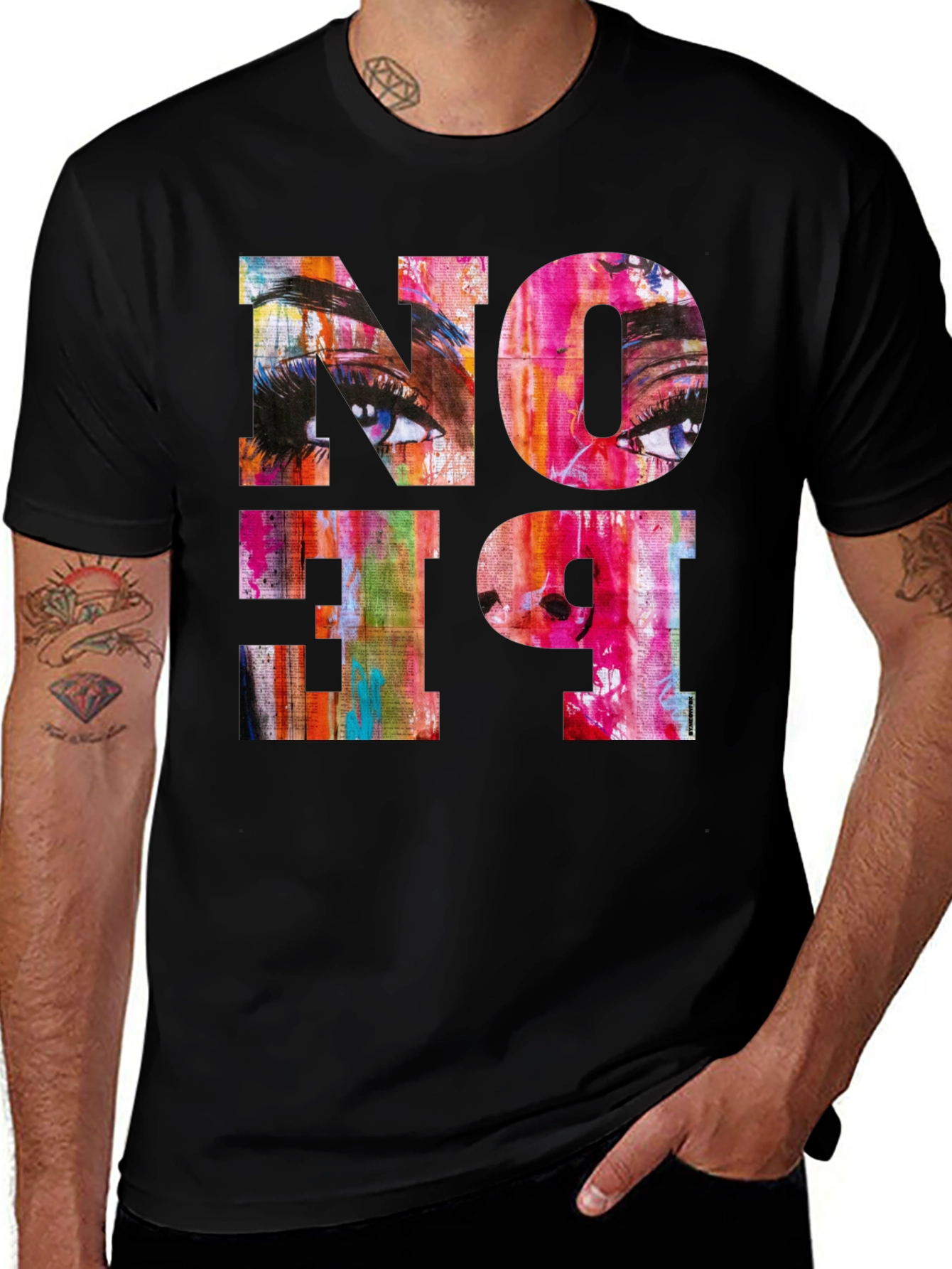Variant 2 of Colorful Abstract "No Fear" Graphic Tee