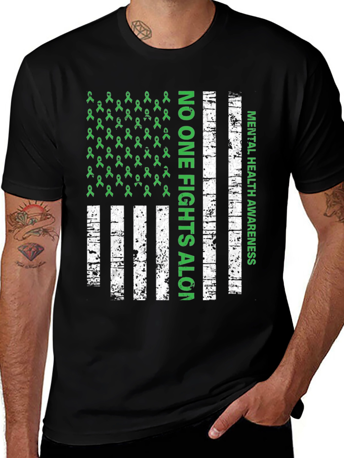 Mental Health Awareness American Flag T-Shirt