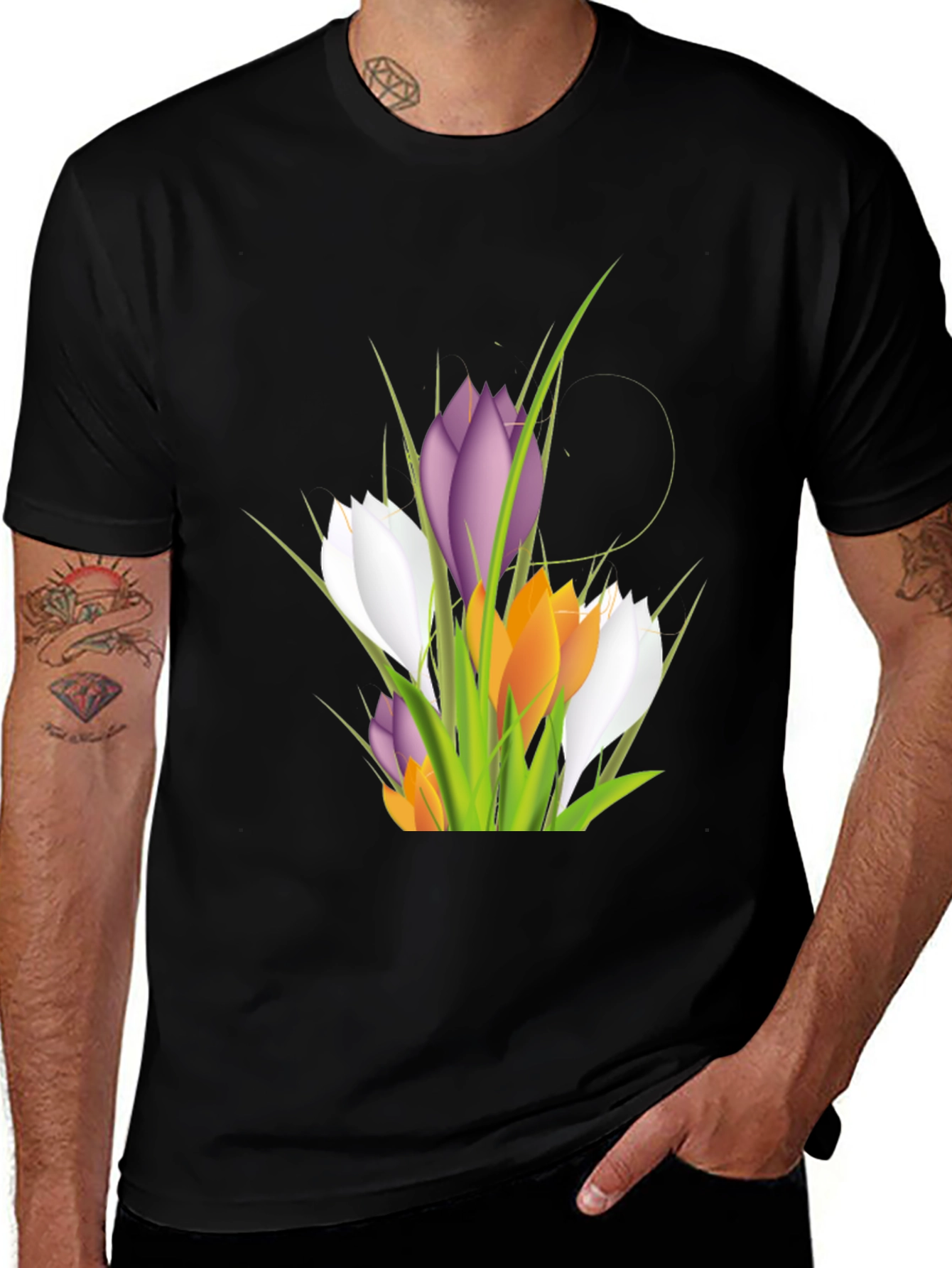 Variant 29 of Floral Crocus Graphic Black T-Shirt