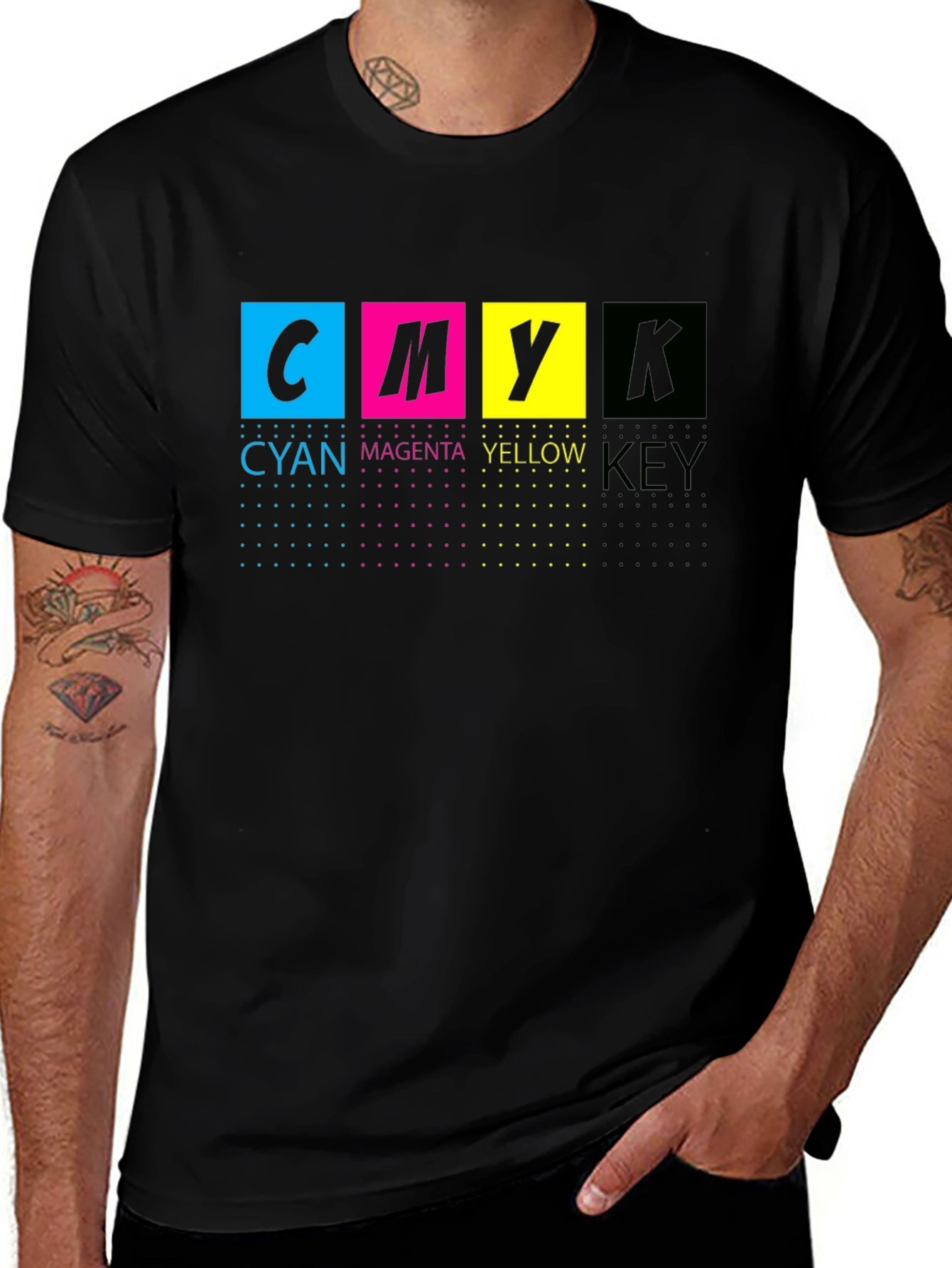 CMYK Color Block Graphic T-Shirt - Bold Print